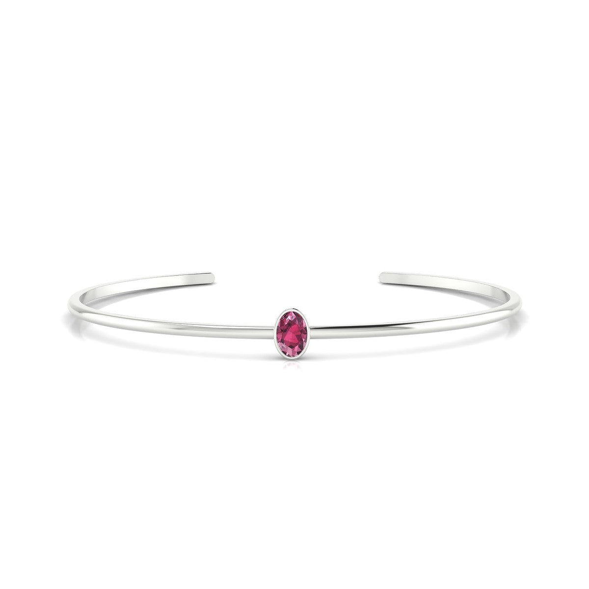 Purity | 18k White Gold 6 x 4 mm Oval Rhodolite Bangle