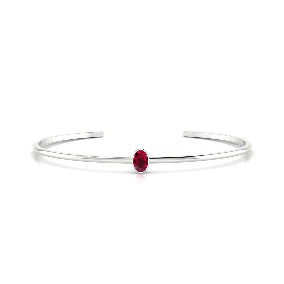 Purity | 18k White Gold 6 x 4 mm Oval Ruby Bangle