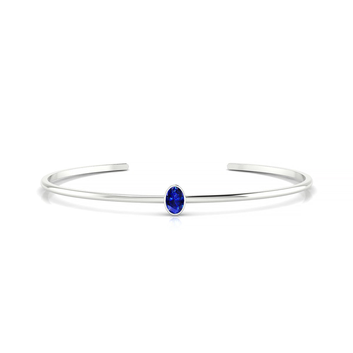 Purity | 18k White Gold 6 x 4 mm Oval Sapphire Bangle