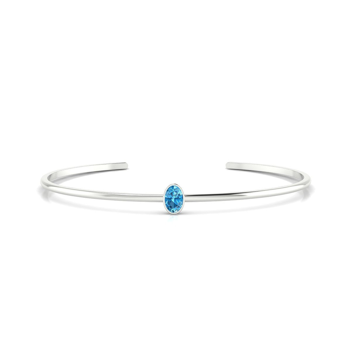Purity | 18k White Gold 6 x 4 mm Oval Topaz Bangle