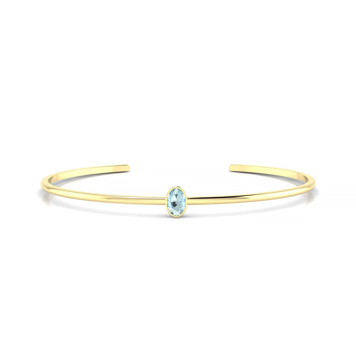 Purity | 18k Yellow Gold 6 x 4 mm Oval Aquamarine Bangle