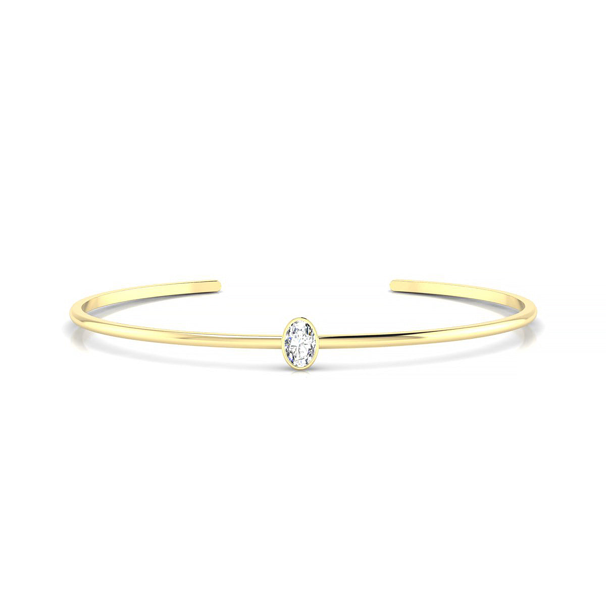 Purity | 18k Yellow Gold 6 x 4 mm Oval Diamond Bangle