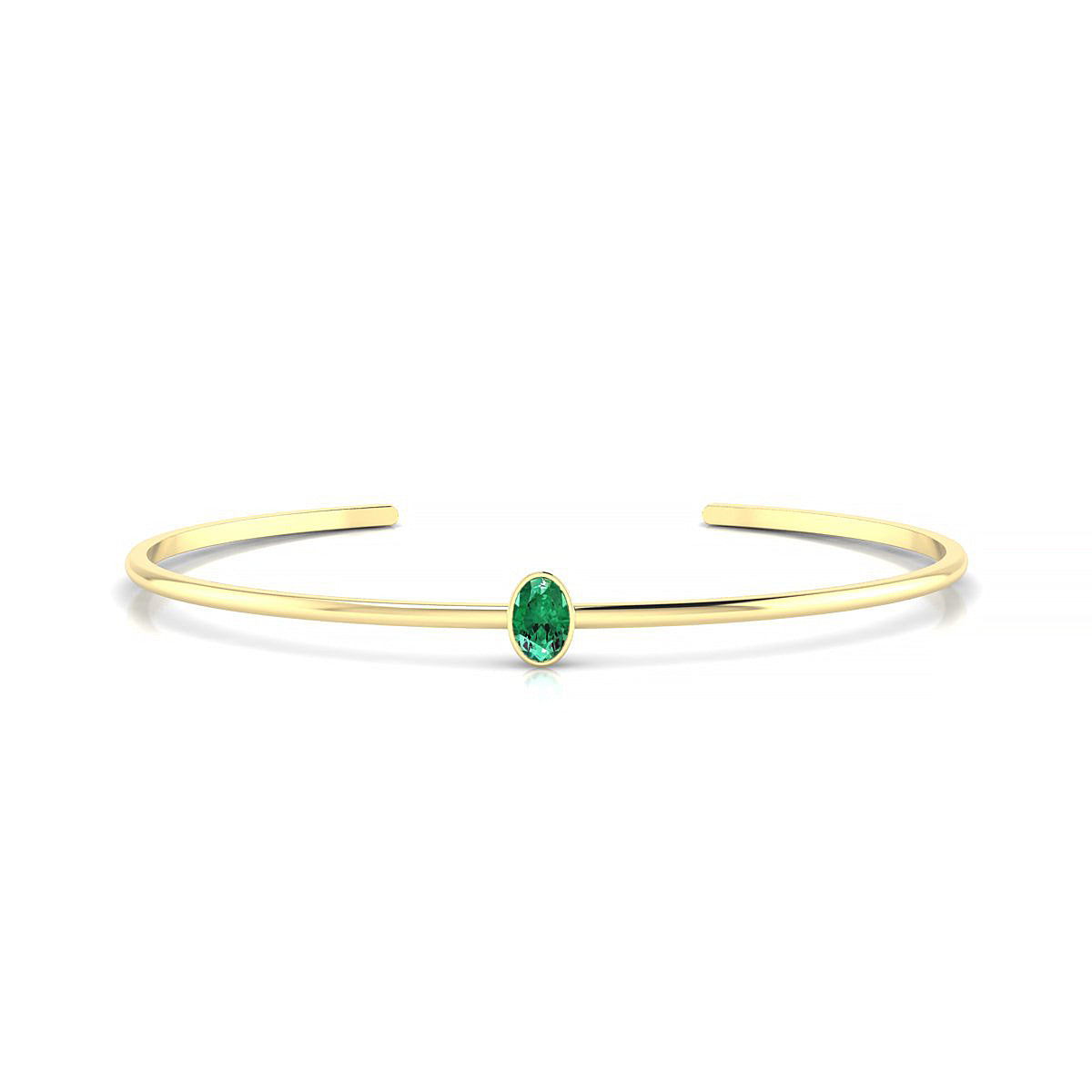 Purity | 18k Yellow Gold 6 x 4 mm Oval Emerald Bangle