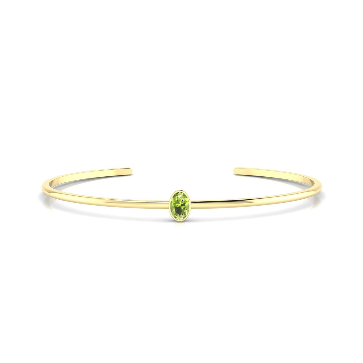 Purity | 18k Yellow Gold 6 x 4 mm Oval Peridot Bangle