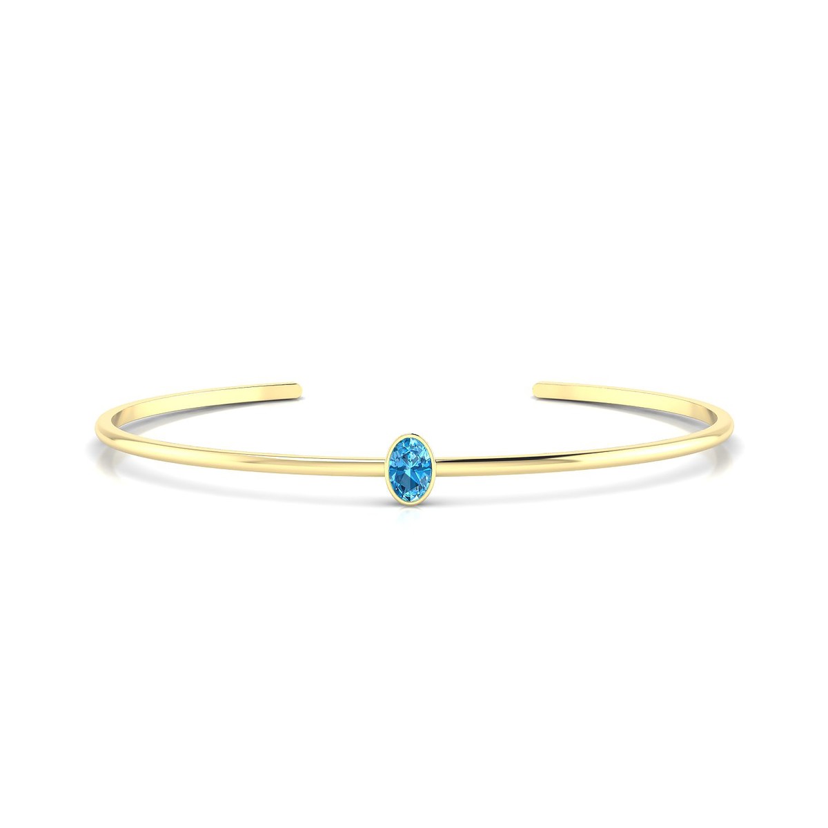 Purity | 18k Yellow Gold 6 x 4 mm Oval Topaz Bangle