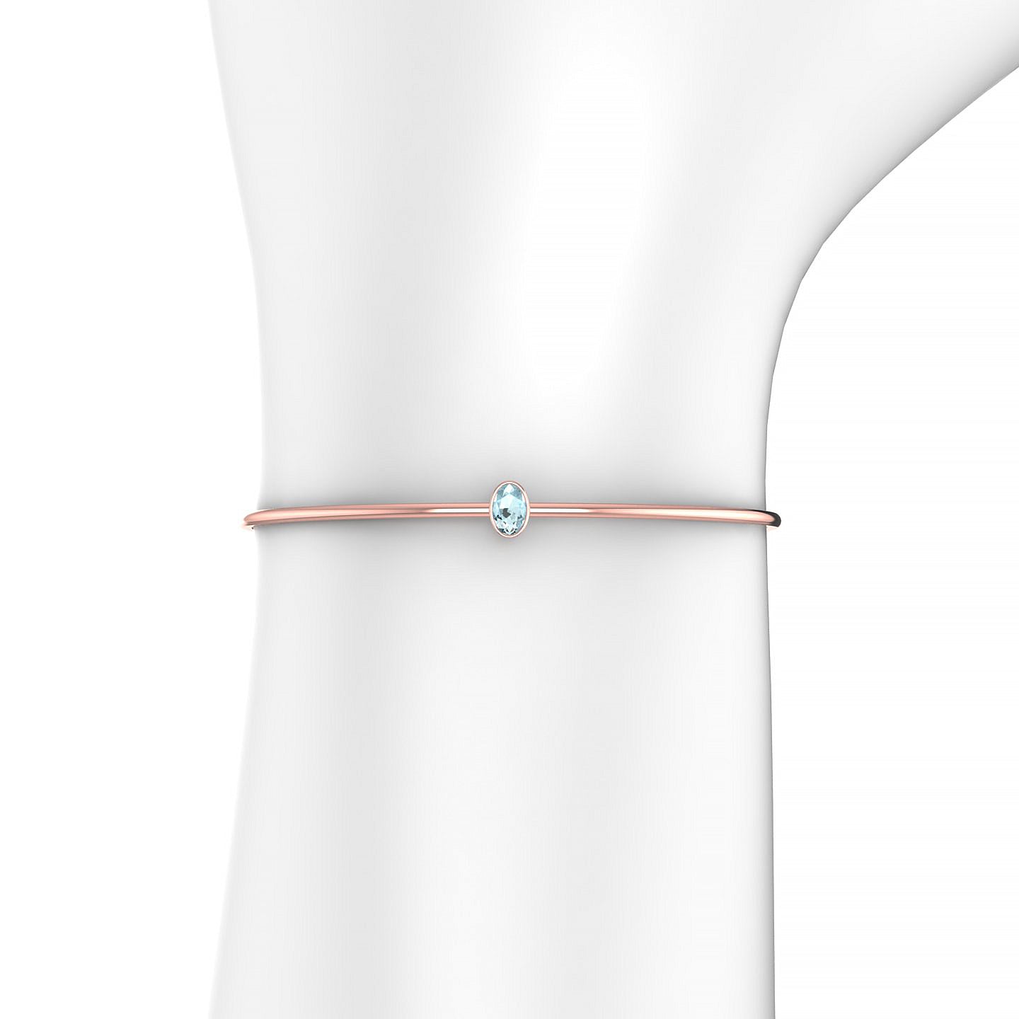 Purity | 18k Rose Gold 6 x 4 mm Oval Aquamarine Bangle