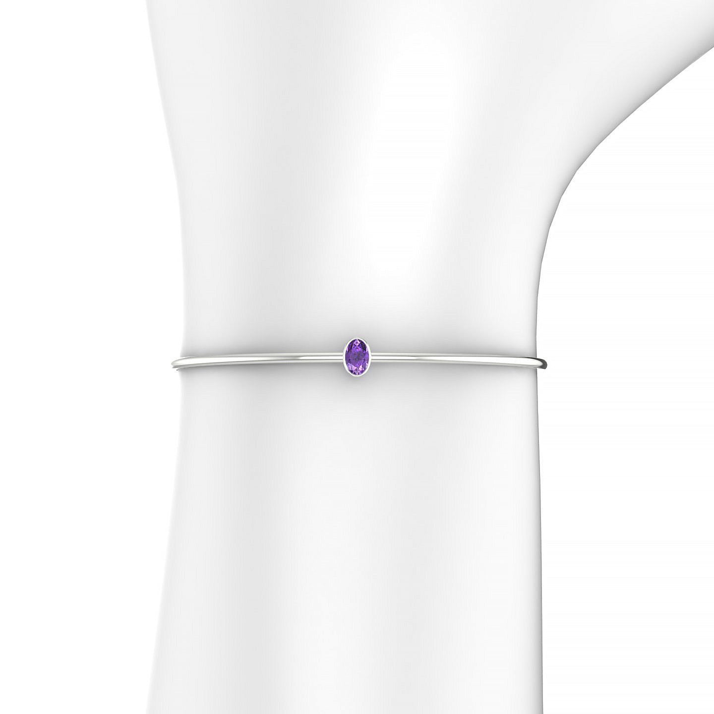 Purity | 18k White Gold 6 x 4 mm Oval Amethyst Bangle