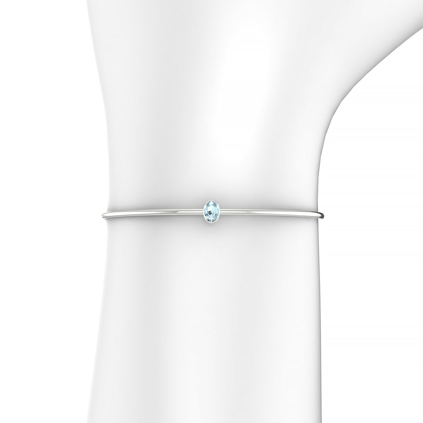 Purity | 18k White Gold 6 x 4 mm Oval Aquamarine Bangle