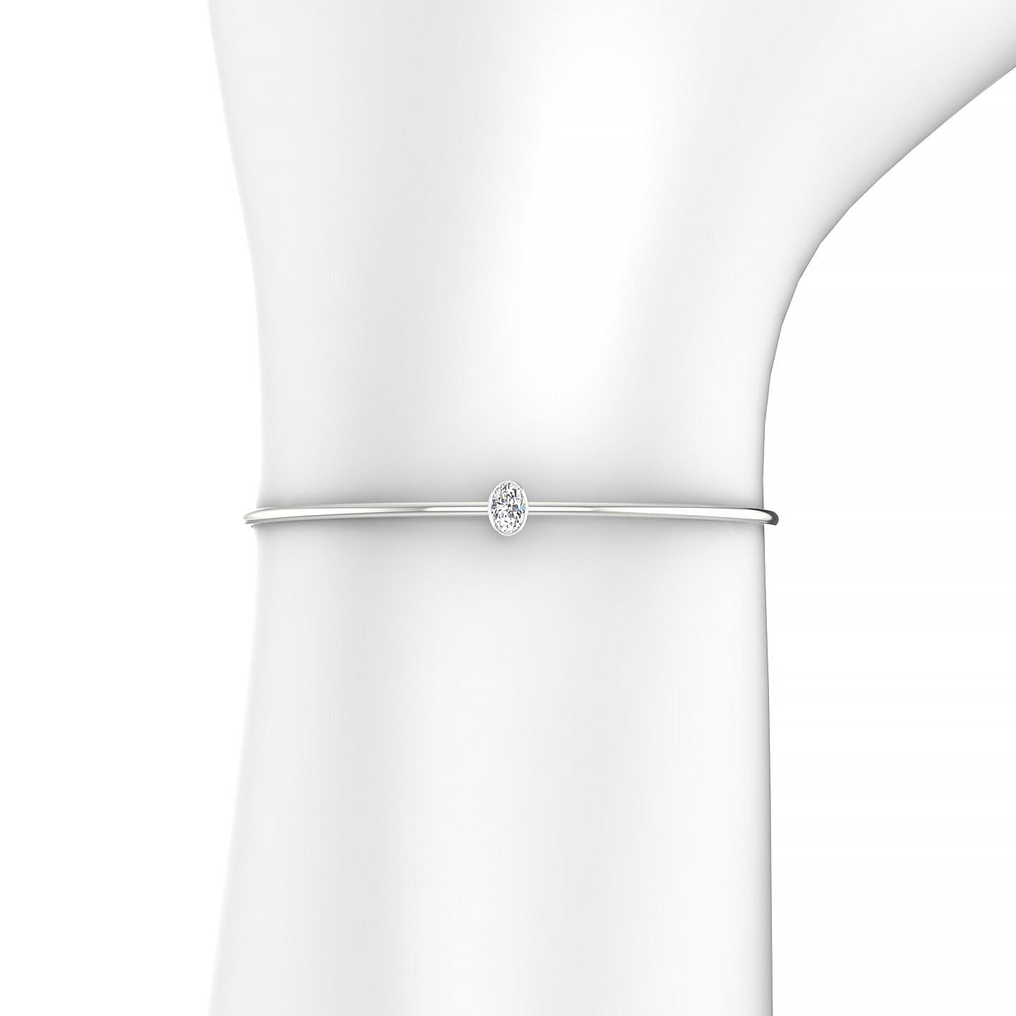 Purity | 18k White Gold 6 x 4 mm Oval Diamond Bangle