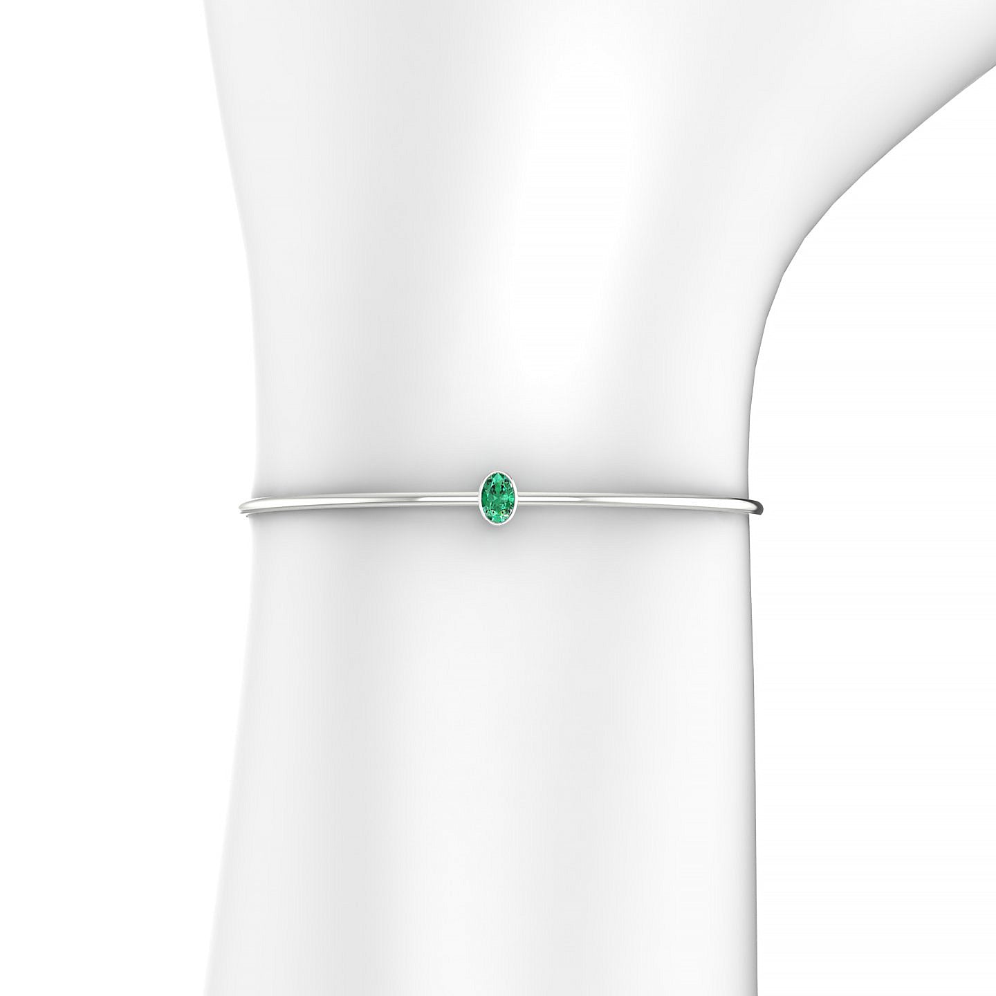 Purity | 18k White Gold 6 x 4 mm Oval Emerald Bangle