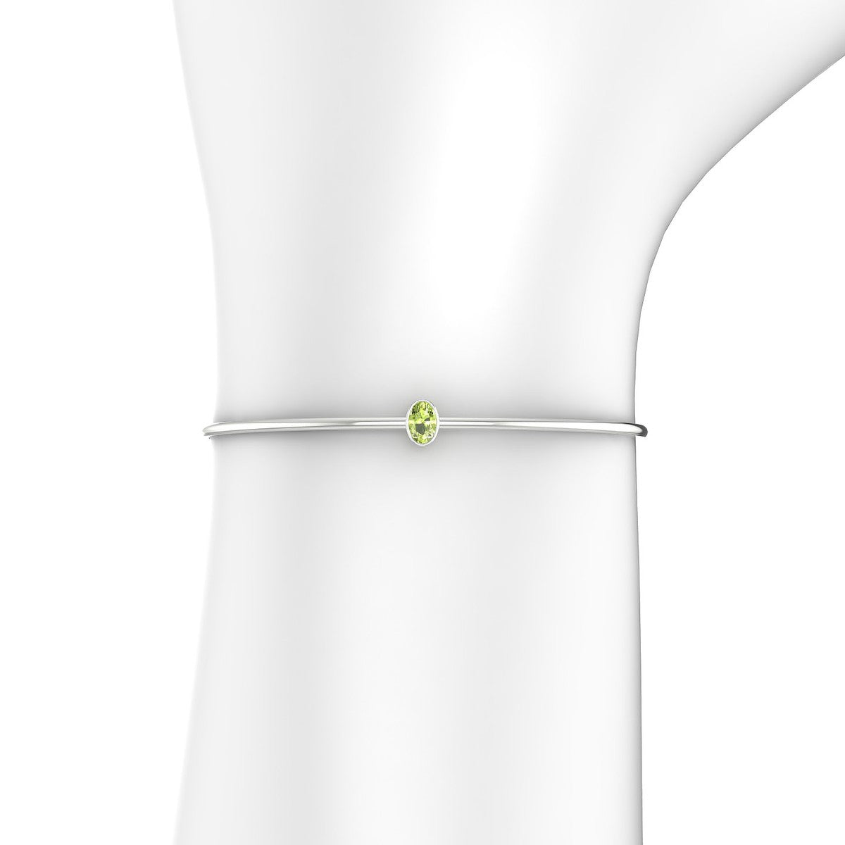 Purity | 18k White Gold 6 x 4 mm Oval Peridot Bangle