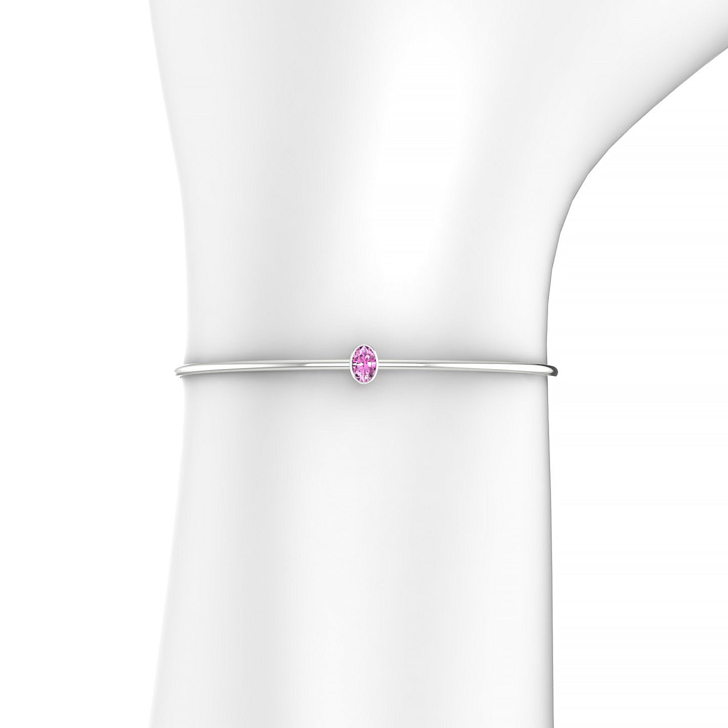 Purity | 18k White Gold 6 x 4 mm Oval Pink Sapphire Bangle