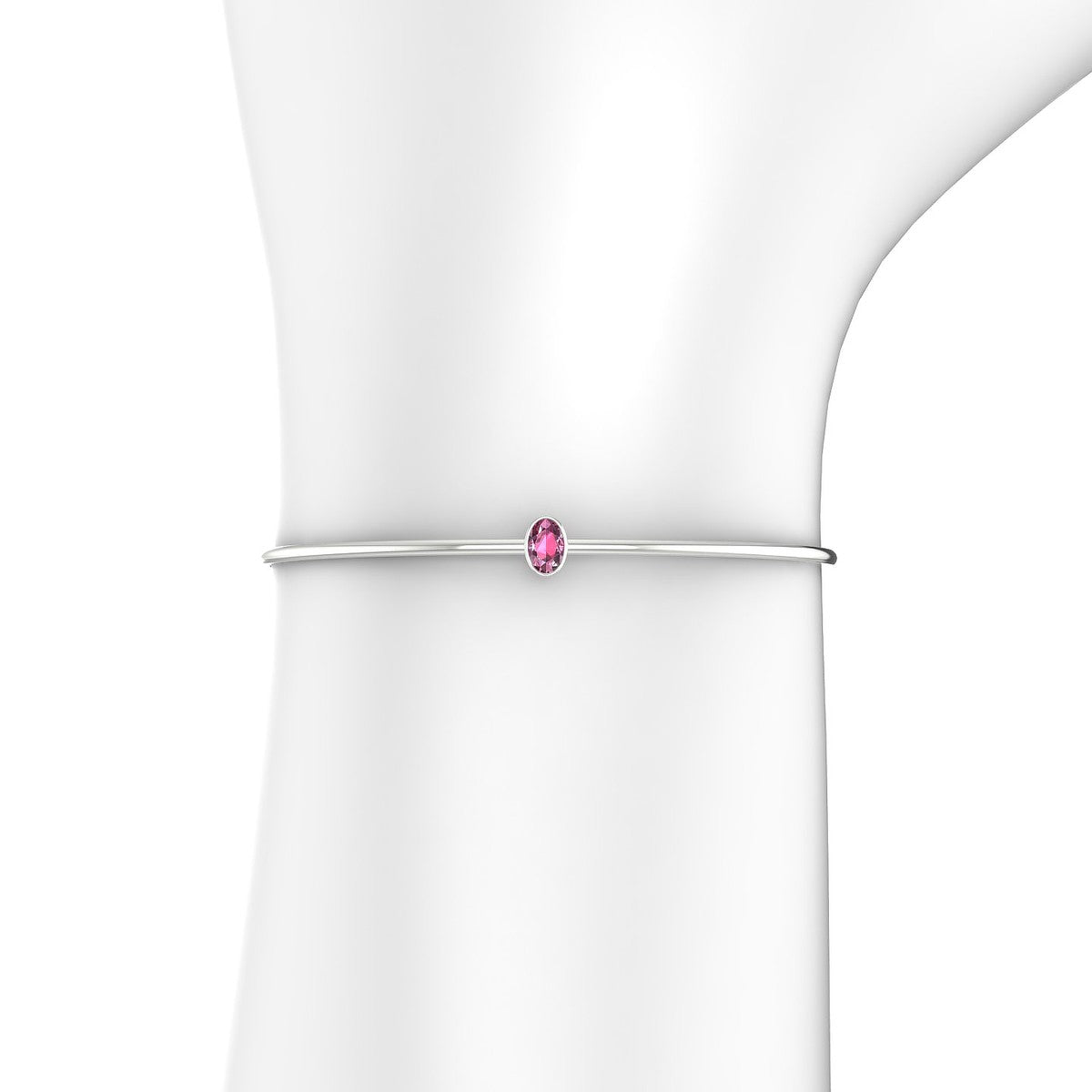 Purity | 18k White Gold 6 x 4 mm Oval Rhodolite Bangle