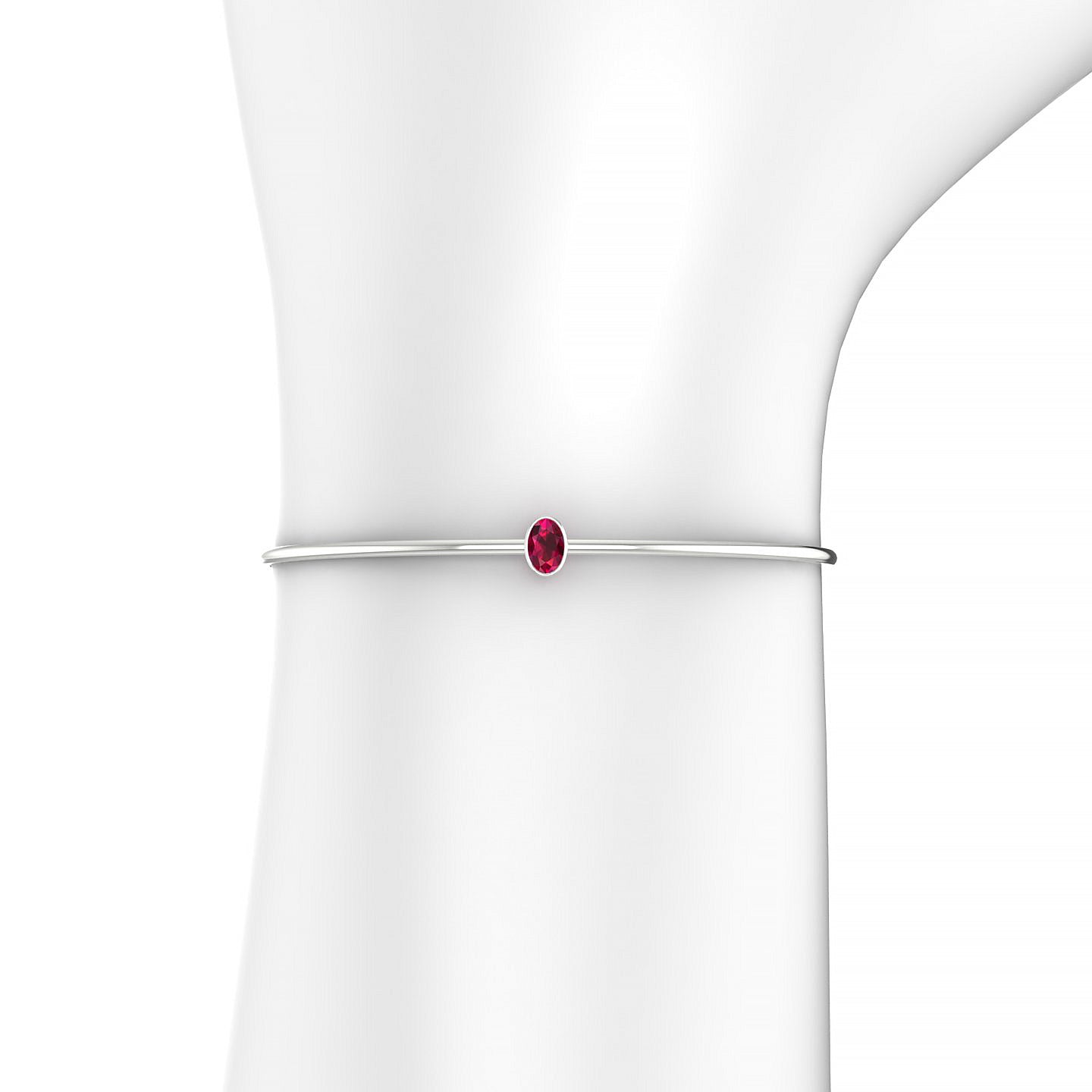 Purity | 18k White Gold 6 x 4 mm Oval Ruby Bangle