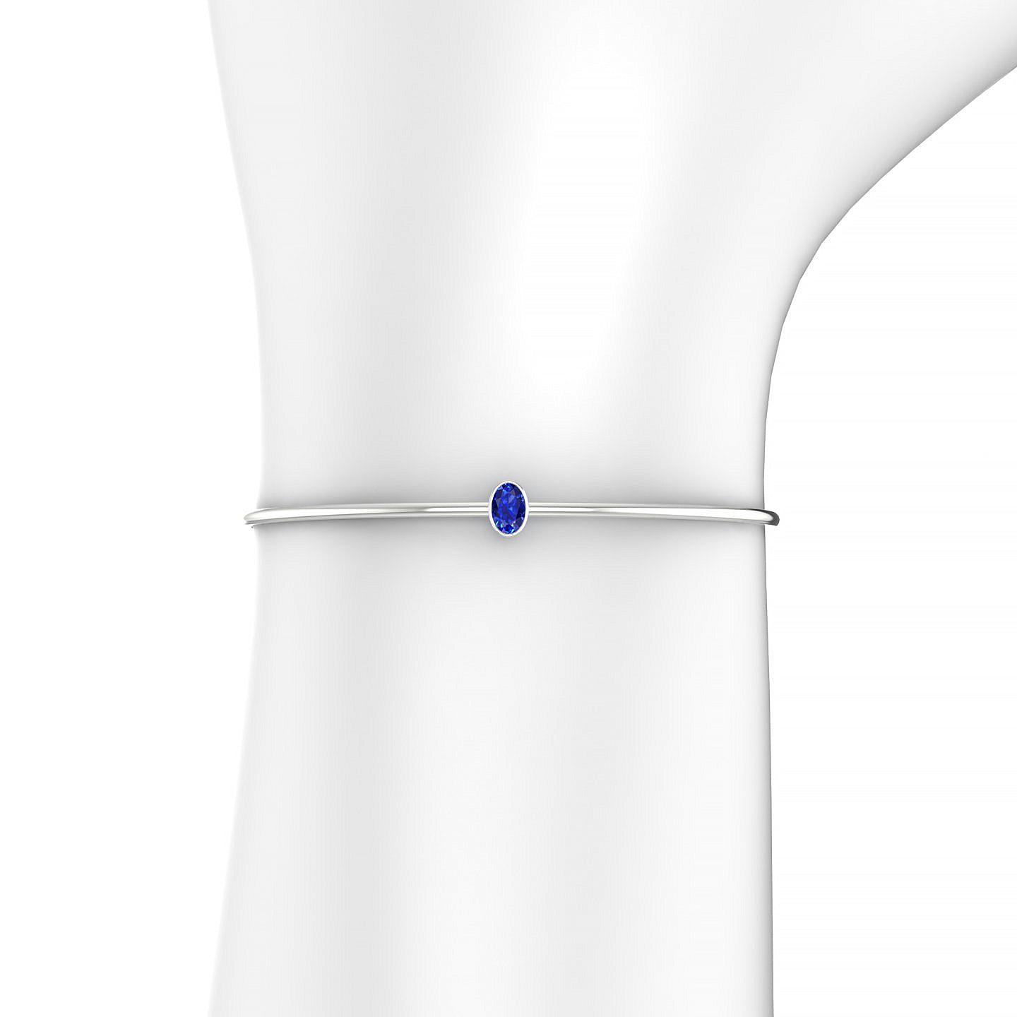Purity | 18k White Gold 6 x 4 mm Oval Sapphire Bangle
