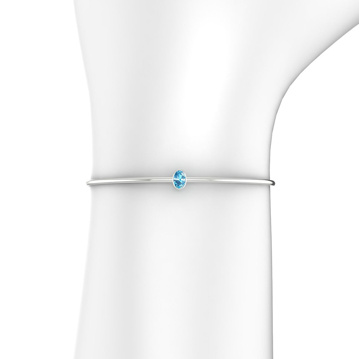 Purity | 18k White Gold 6 x 4 mm Oval Topaz Bangle