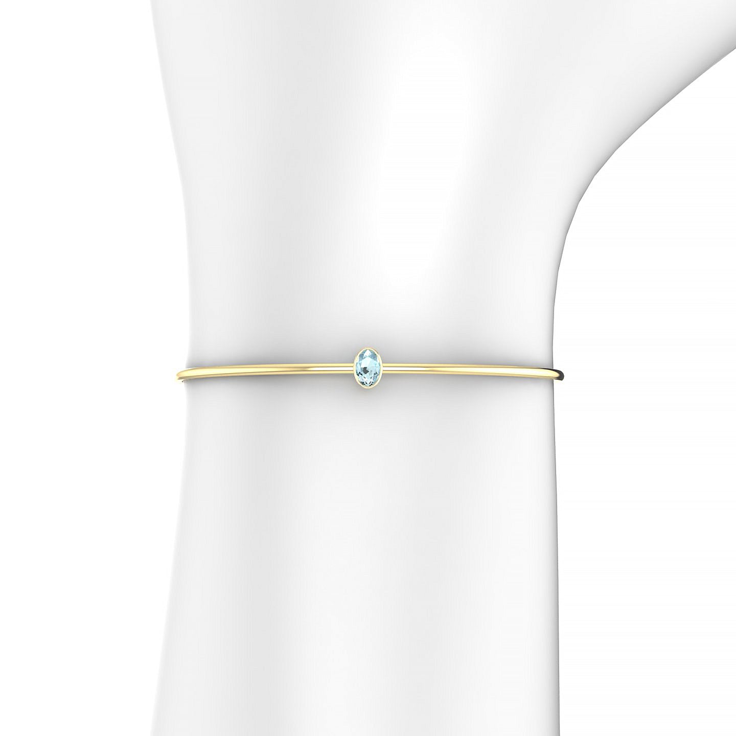 Purity | 18k Yellow Gold 6 x 4 mm Oval Aquamarine Bangle