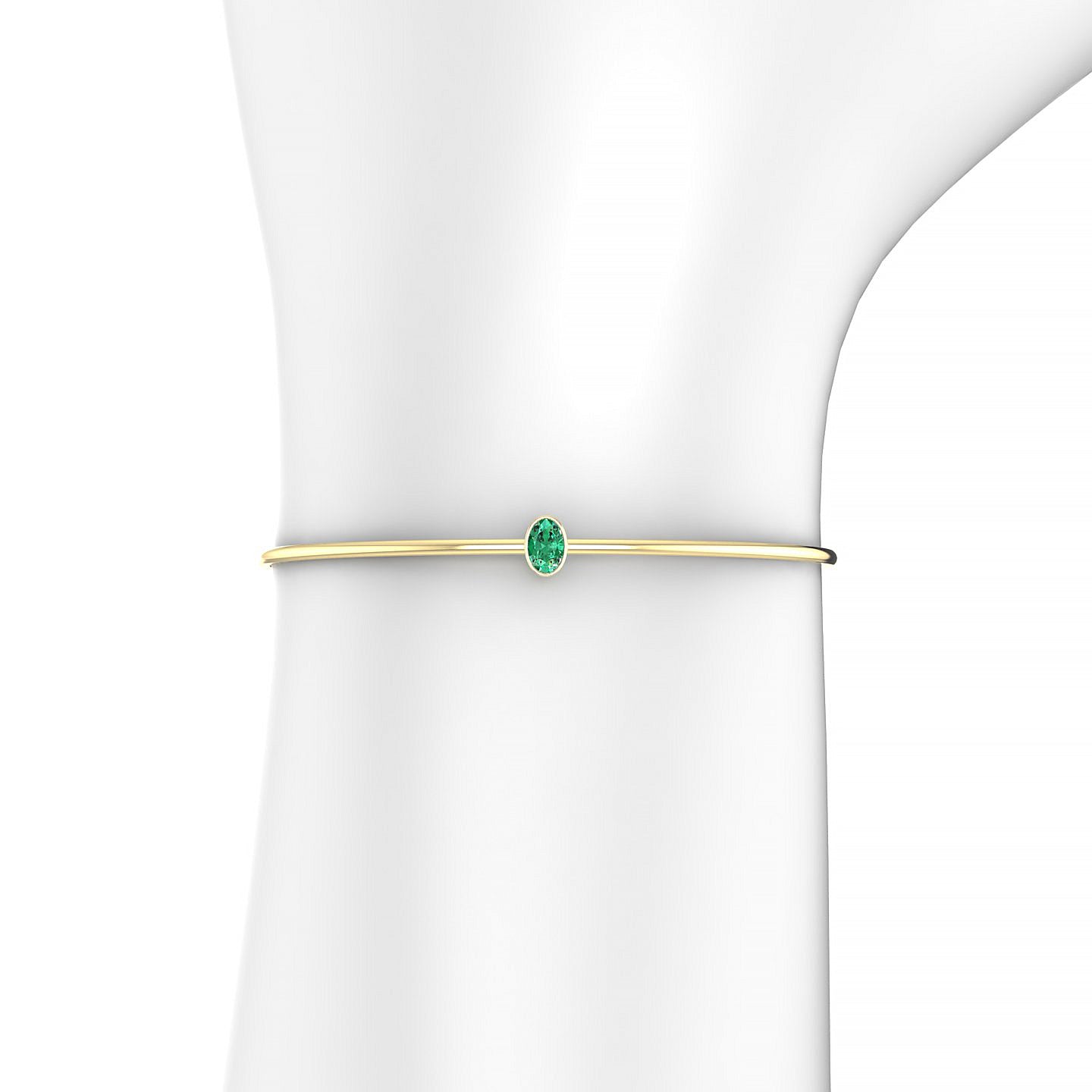 Purity | 18k Yellow Gold 6 x 4 mm Oval Emerald Bangle