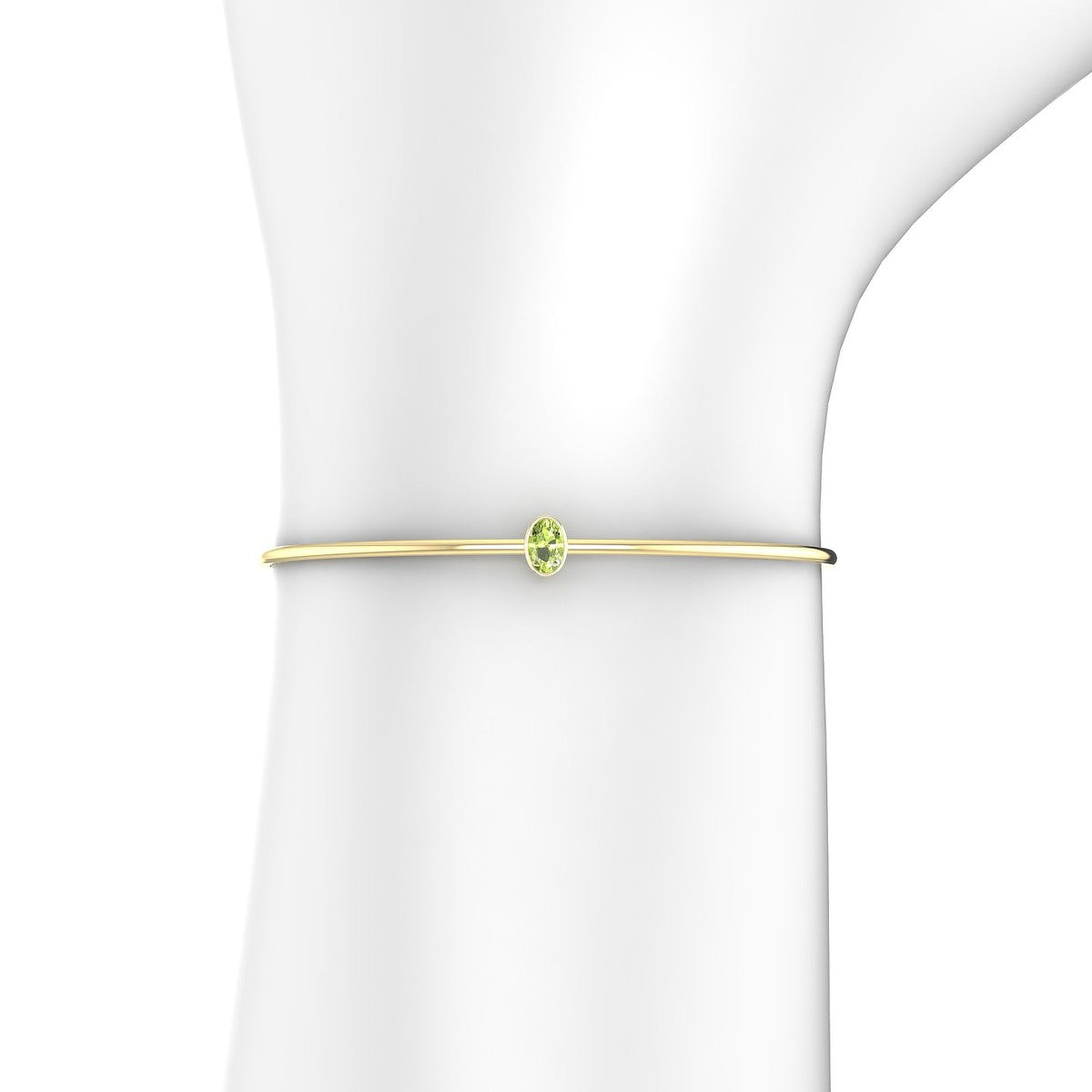 Purity | 18k Yellow Gold 6 x 4 mm Oval Peridot Bangle