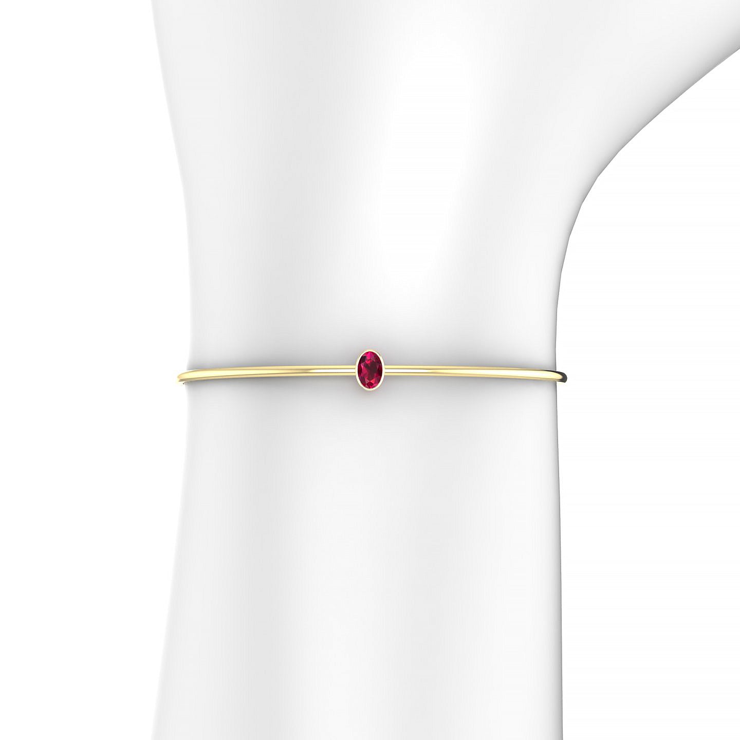 Purity | 18k Yellow Gold 6 x 4 mm Oval Ruby Bangle