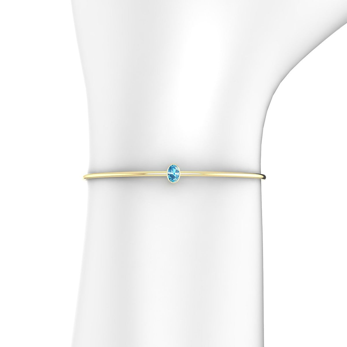 Purity | 18k Yellow Gold 6 x 4 mm Oval Topaz Bangle