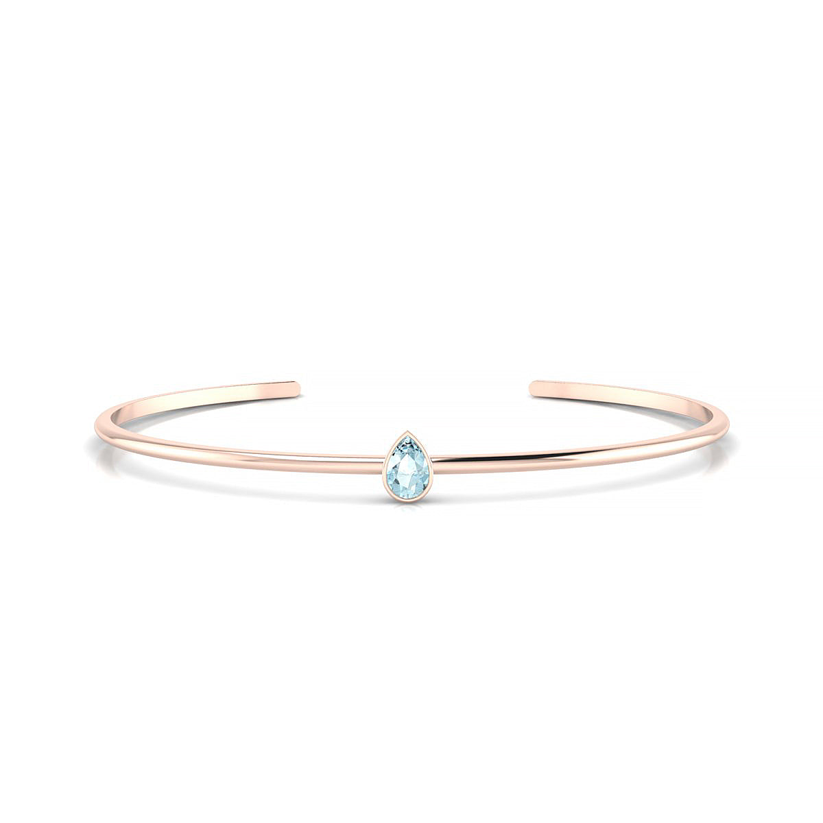 Purity | 18k Rose Gold 6 x 4 mm Pear Aquamarine Bangle