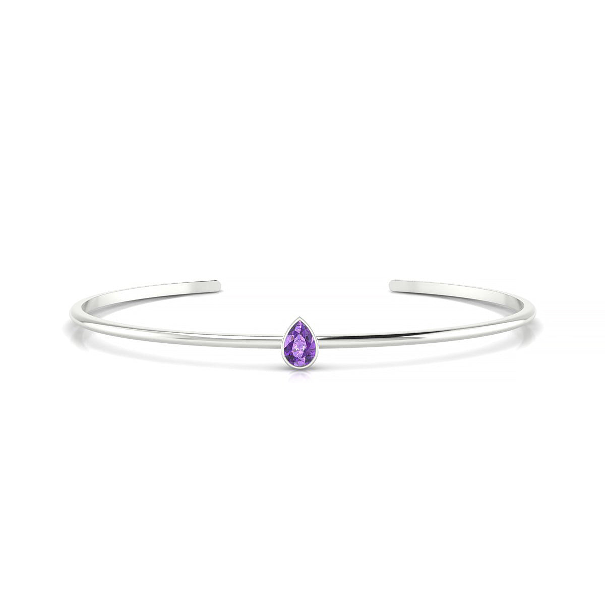 Purity | 18k White Gold 6 x 4 mm Pear Amethyst Bangle