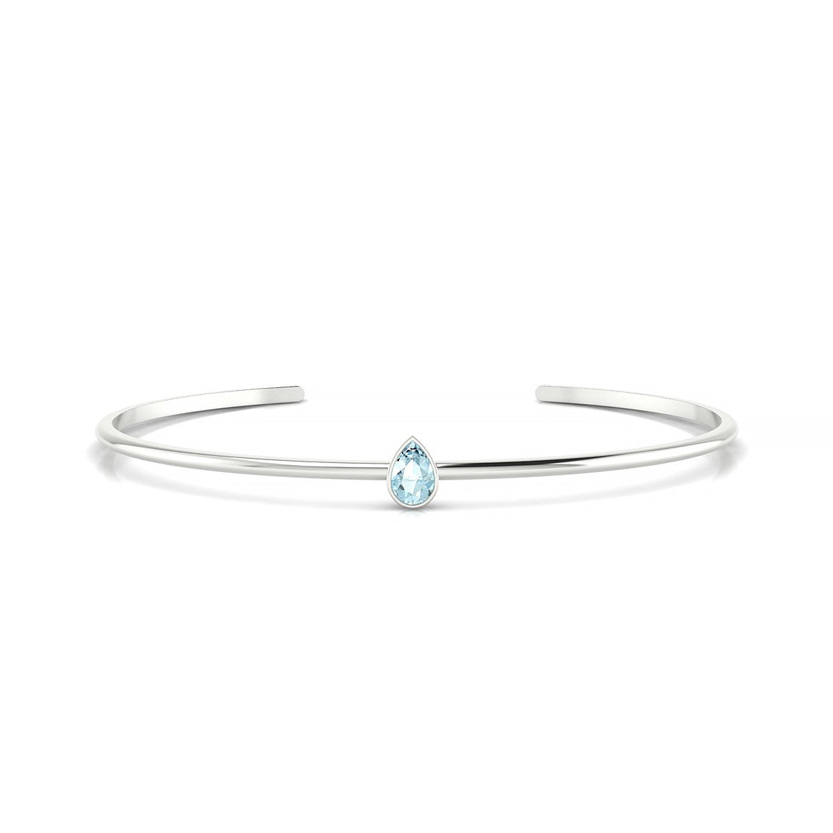 Purity | 18k White Gold 6 x 4 mm Pear Aquamarine Bangle