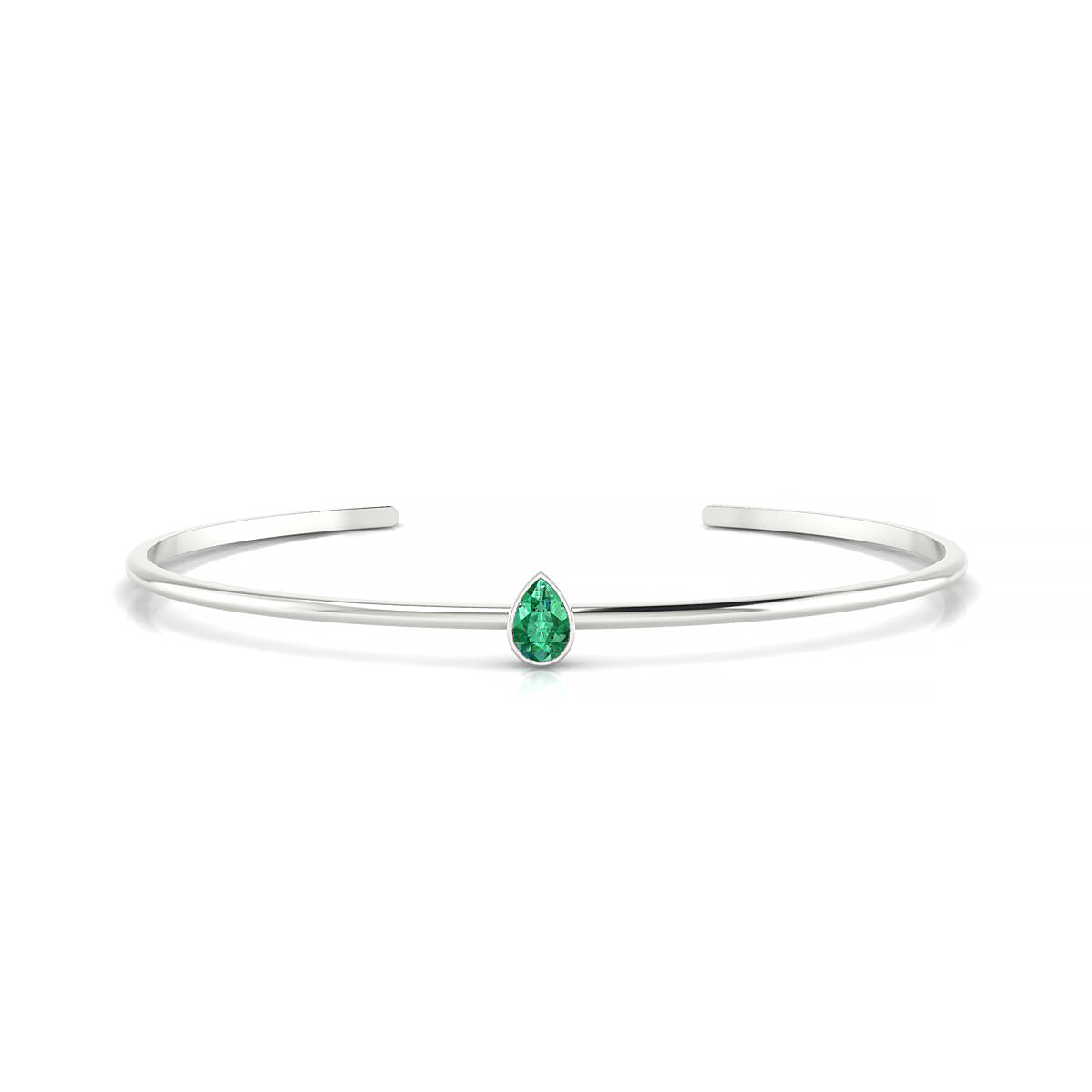 Purity | 18k White Gold 6 x 4 mm Pear Emerald Bangle