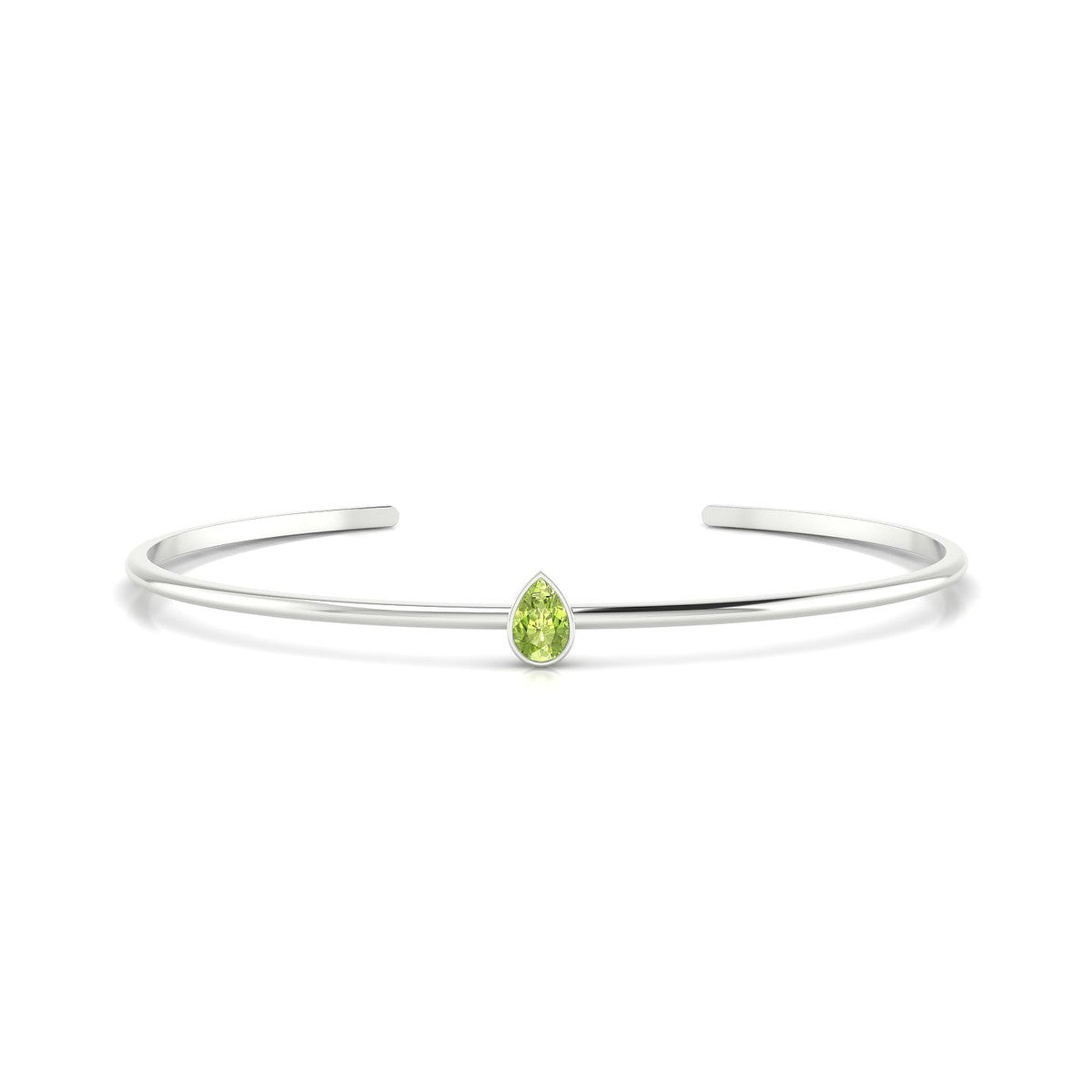 Purity | 18k White Gold 6 x 4 mm Pear Peridot Bangle