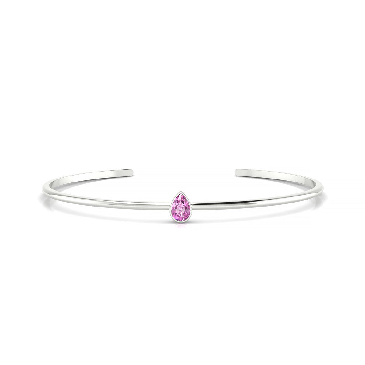 Purity | 18k White Gold 6 x 4 mm Pear Pink Sapphire Bangle
