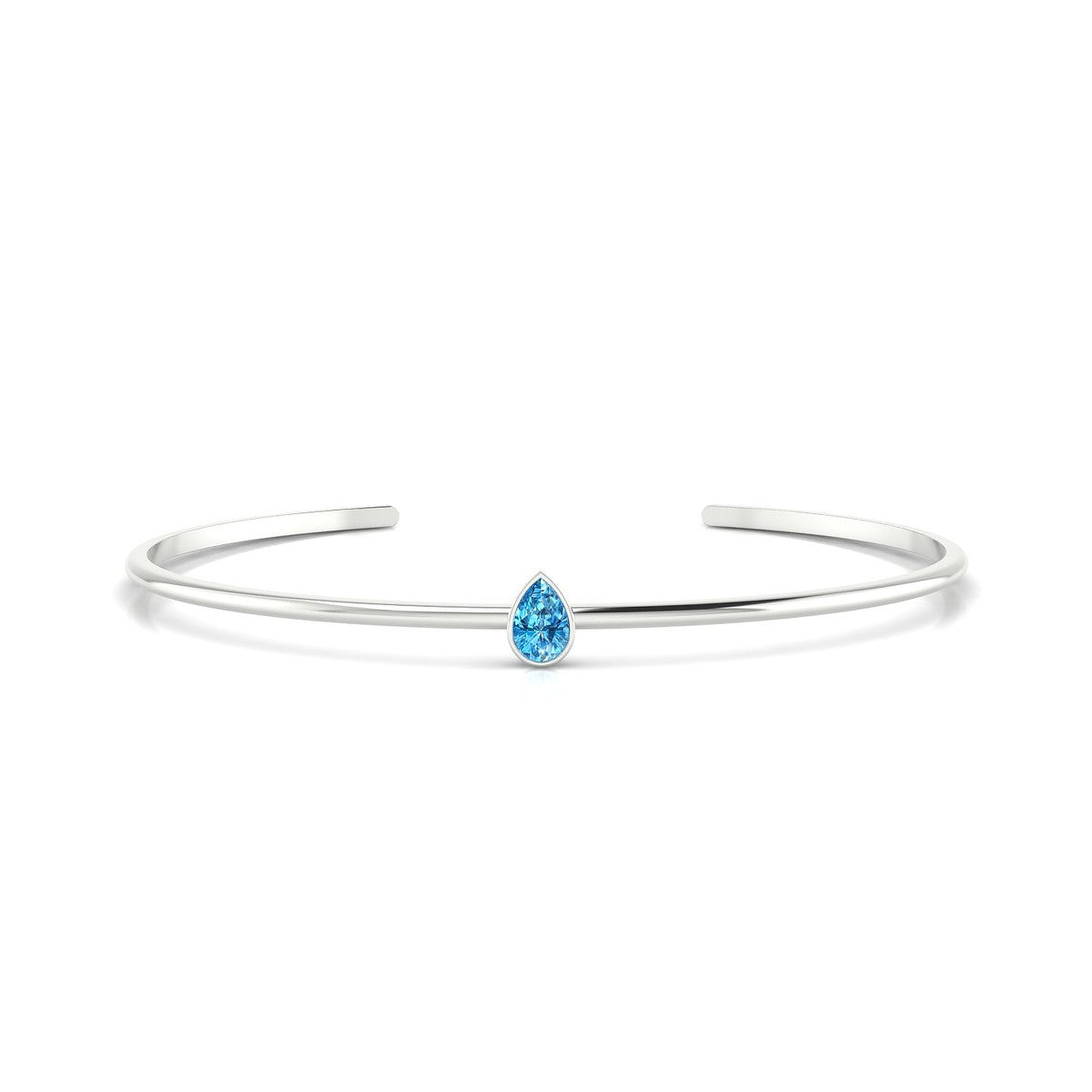 Purity | 18k White Gold 6 x 4 mm Pear Topaz Bangle