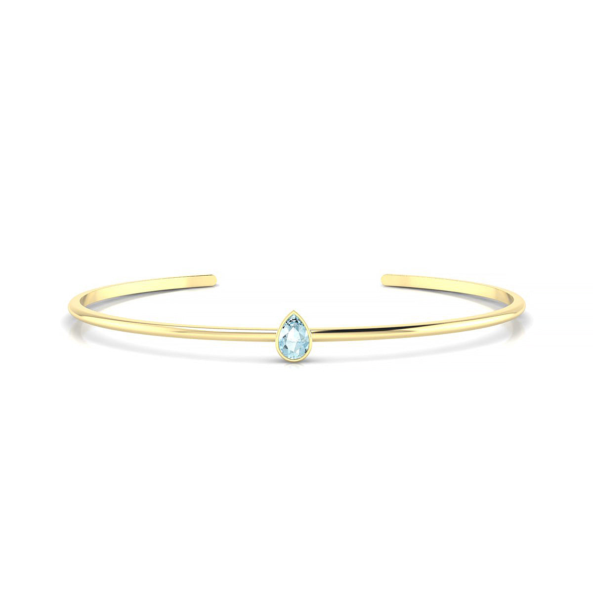 Purity | 18k Yellow Gold 6 x 4 mm Pear Aquamarine Bangle