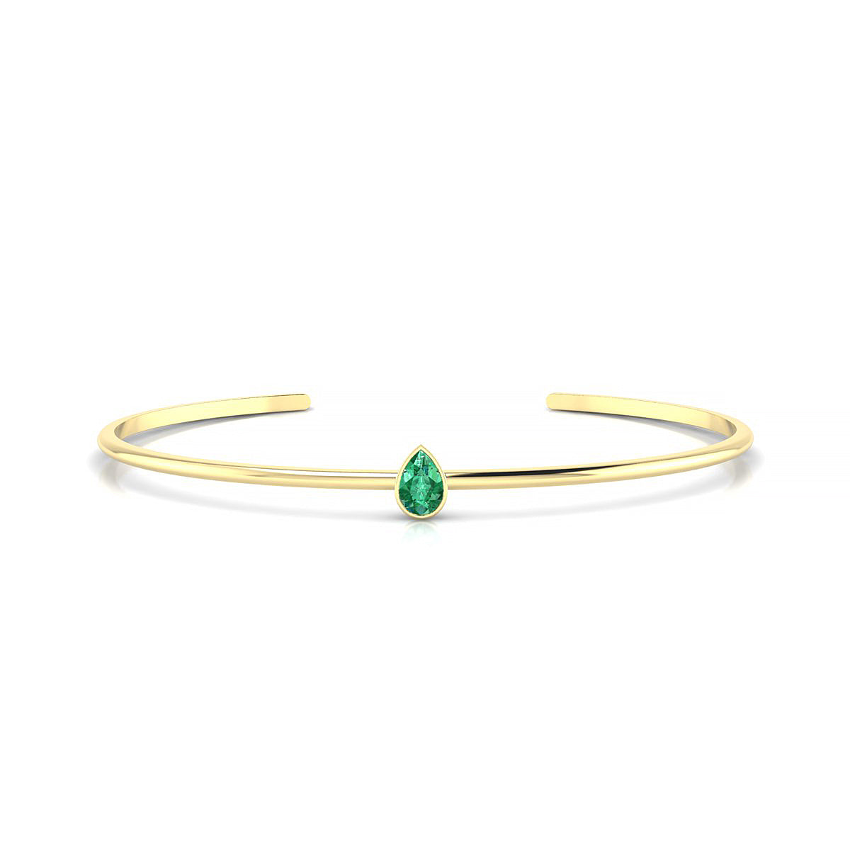 Purity | 18k Yellow Gold 6 x 4 mm Pear Emerald Bangle