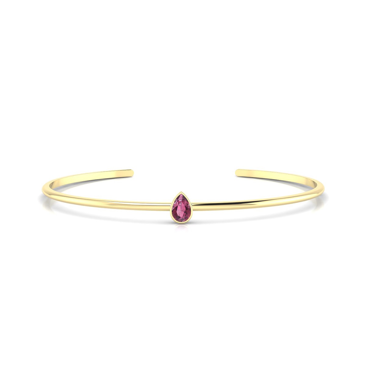 Purity | 18k Yellow Gold 6 x 4 mm Pear Rhodolite Bangle