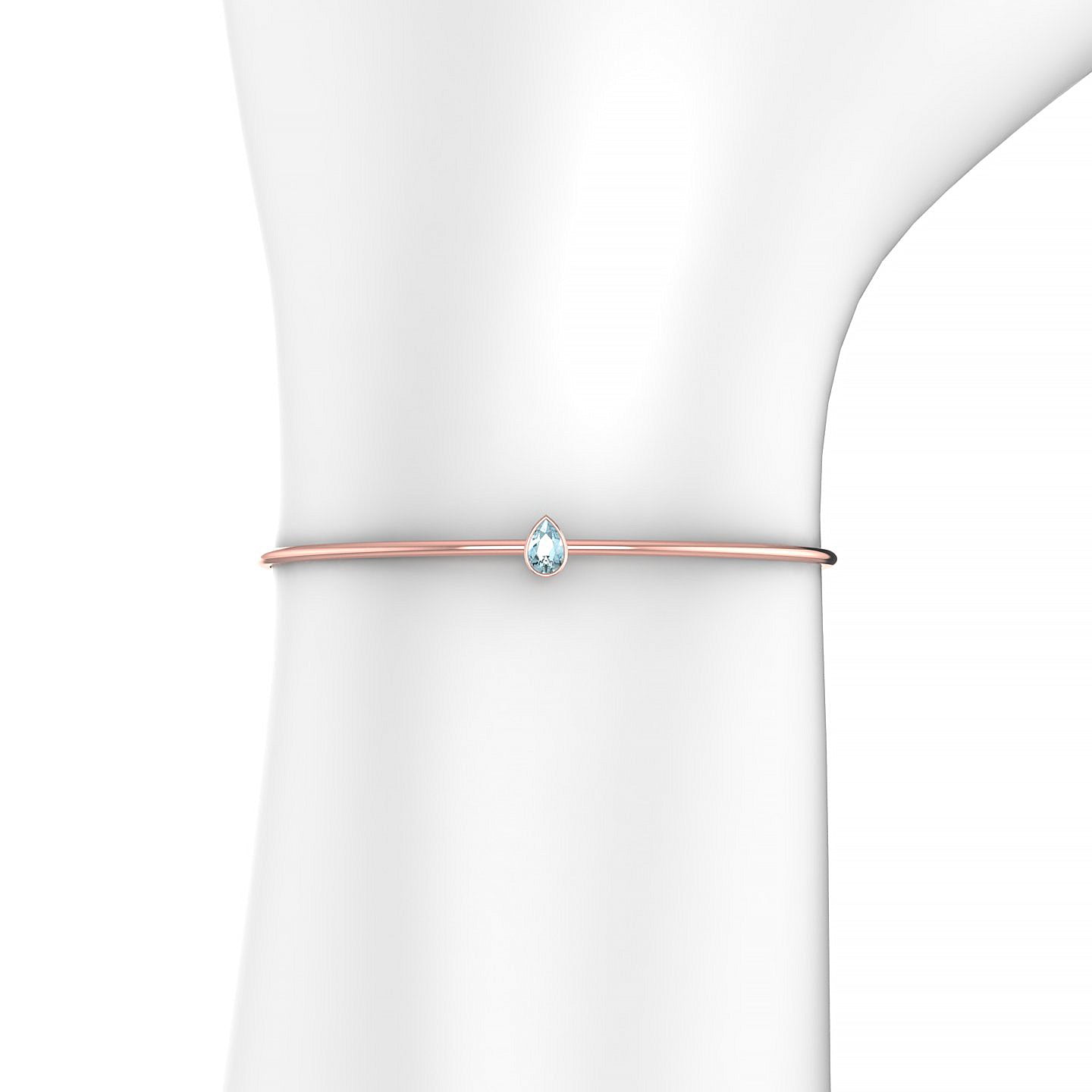 Purity | 18k Rose Gold 6 x 4 mm Pear Aquamarine Bangle