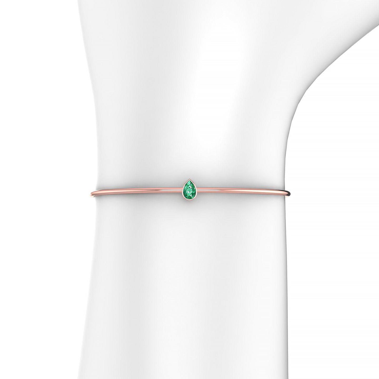 Purity | 18k Rose Gold 6 x 4 mm Pear Emerald Bangle