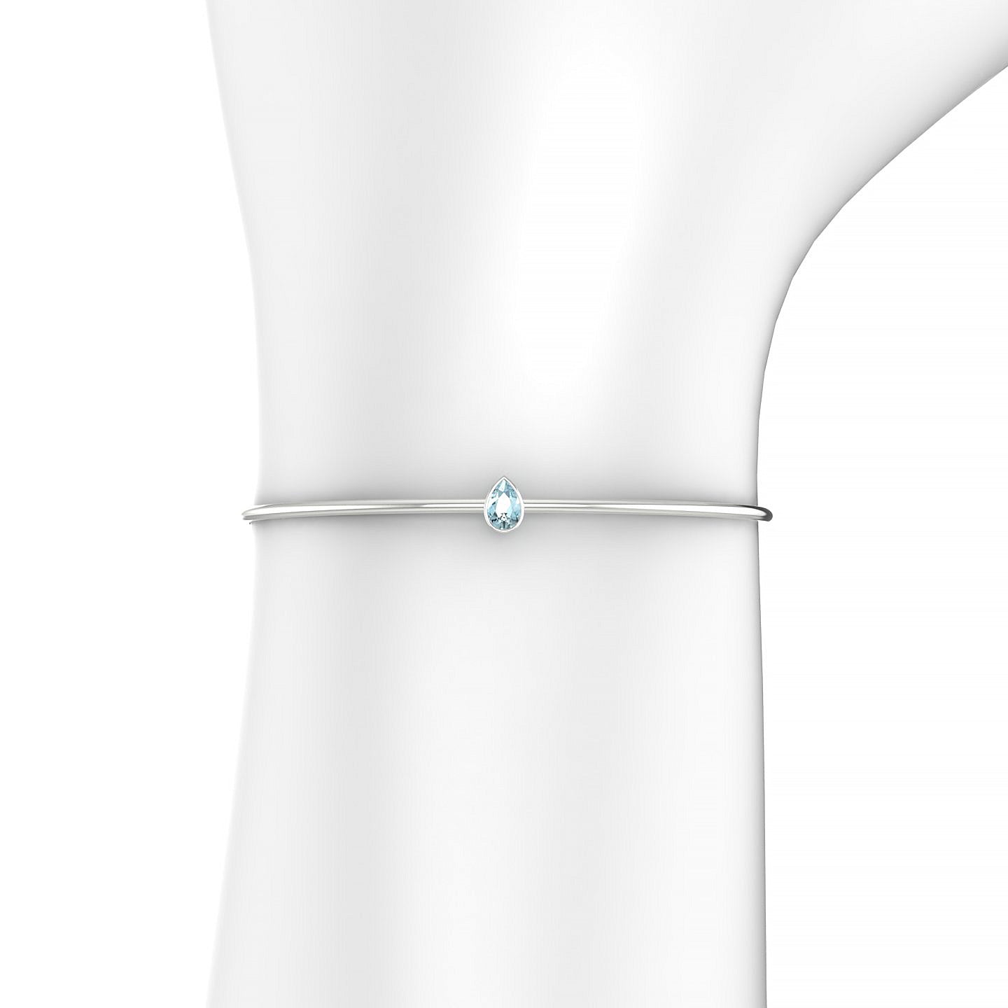 Purity | 18k White Gold 6 x 4 mm Pear Aquamarine Bangle