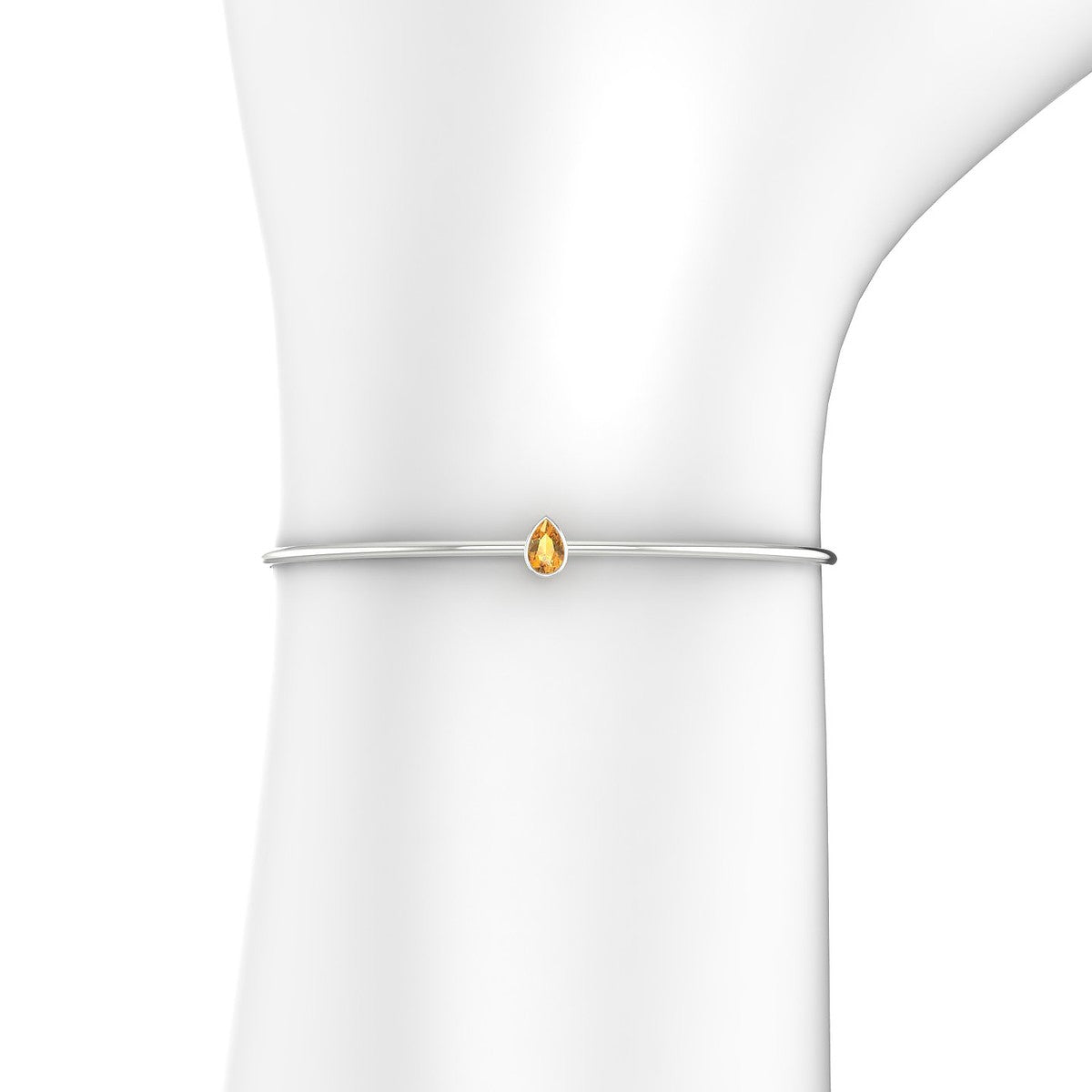 Purity | 18k White Gold 6 x 4 mm Pear Citrine Bangle