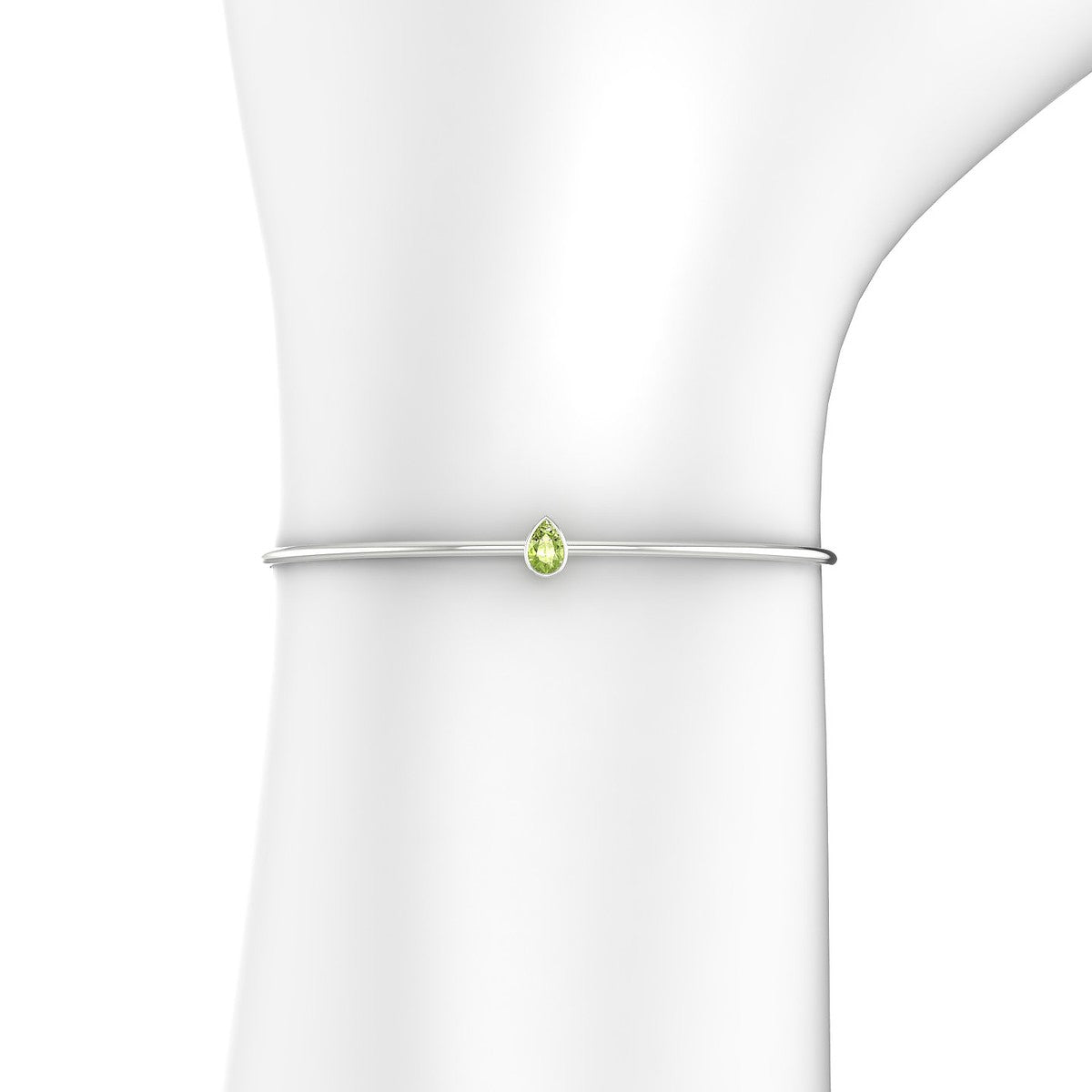 Purity | 18k White Gold 6 x 4 mm Pear Peridot Bangle