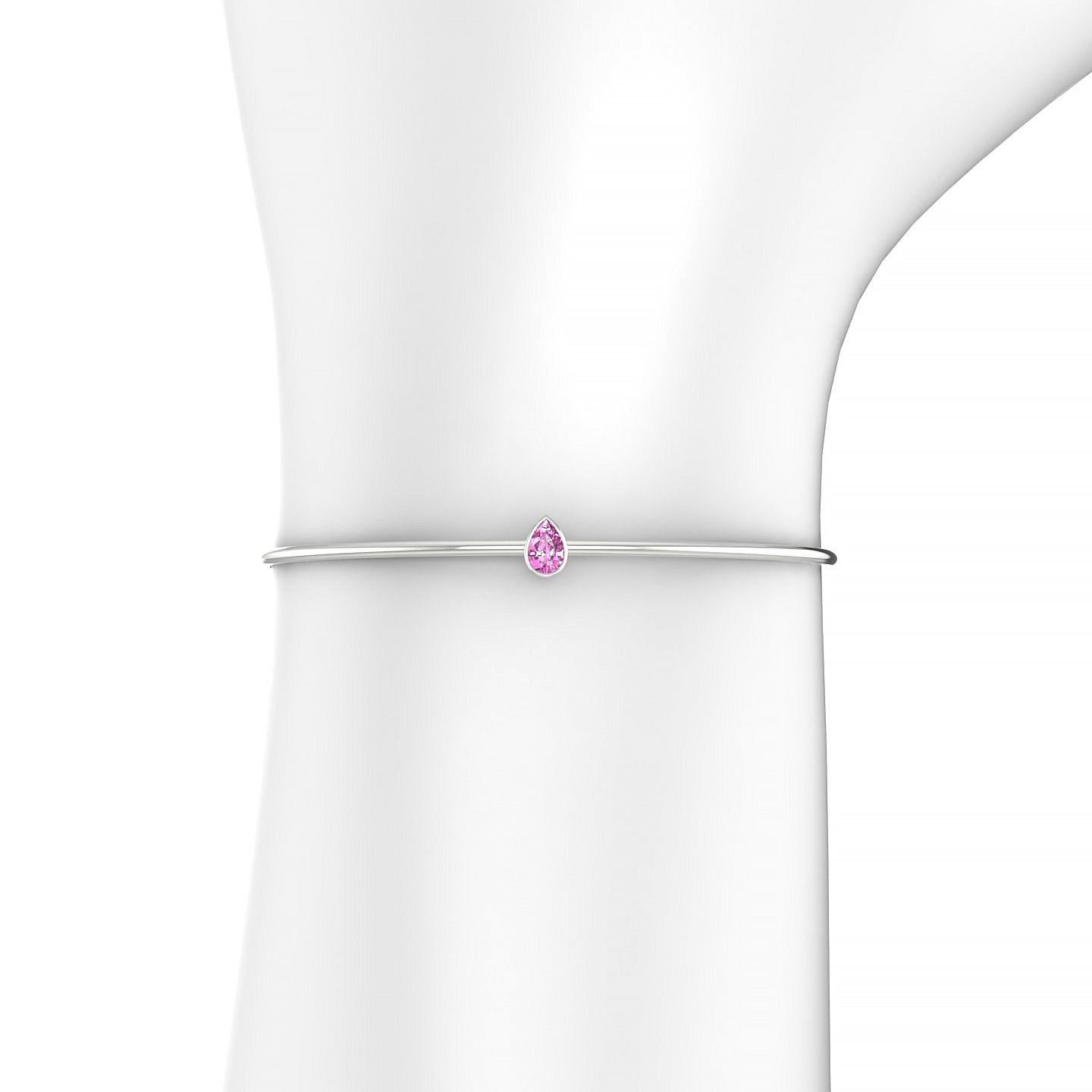 Purity | 18k White Gold 6 x 4 mm Pear Pink Sapphire Bangle