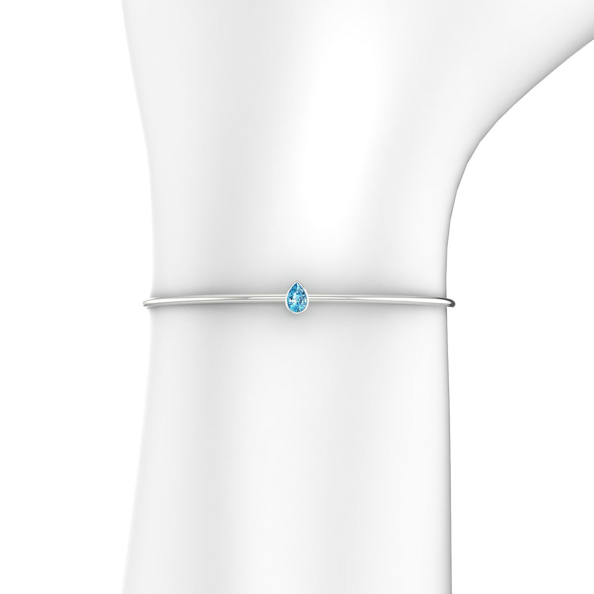 Purity | 18k White Gold 6 x 4 mm Pear Topaz Bangle