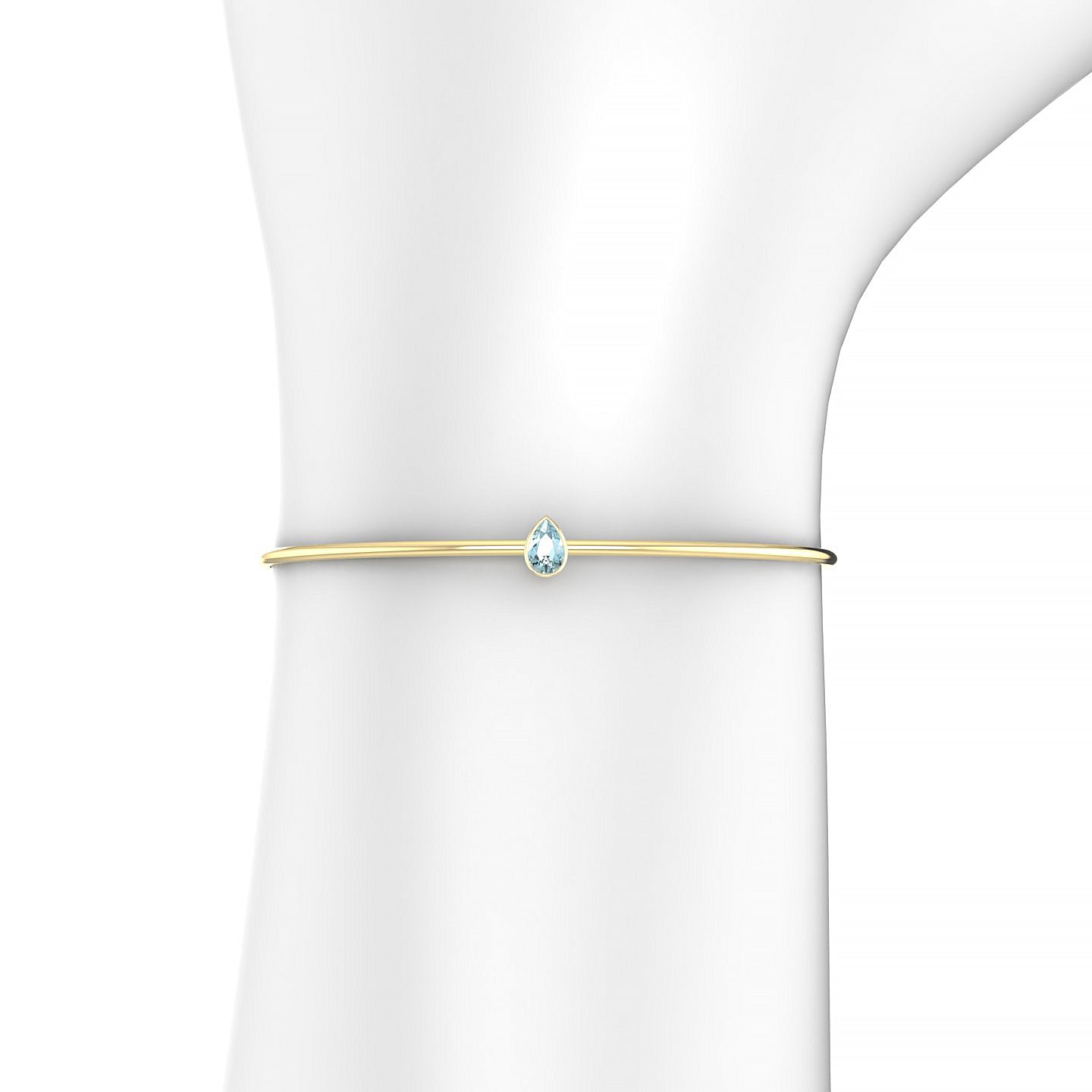 Purity | 18k Yellow Gold 6 x 4 mm Pear Aquamarine Bangle