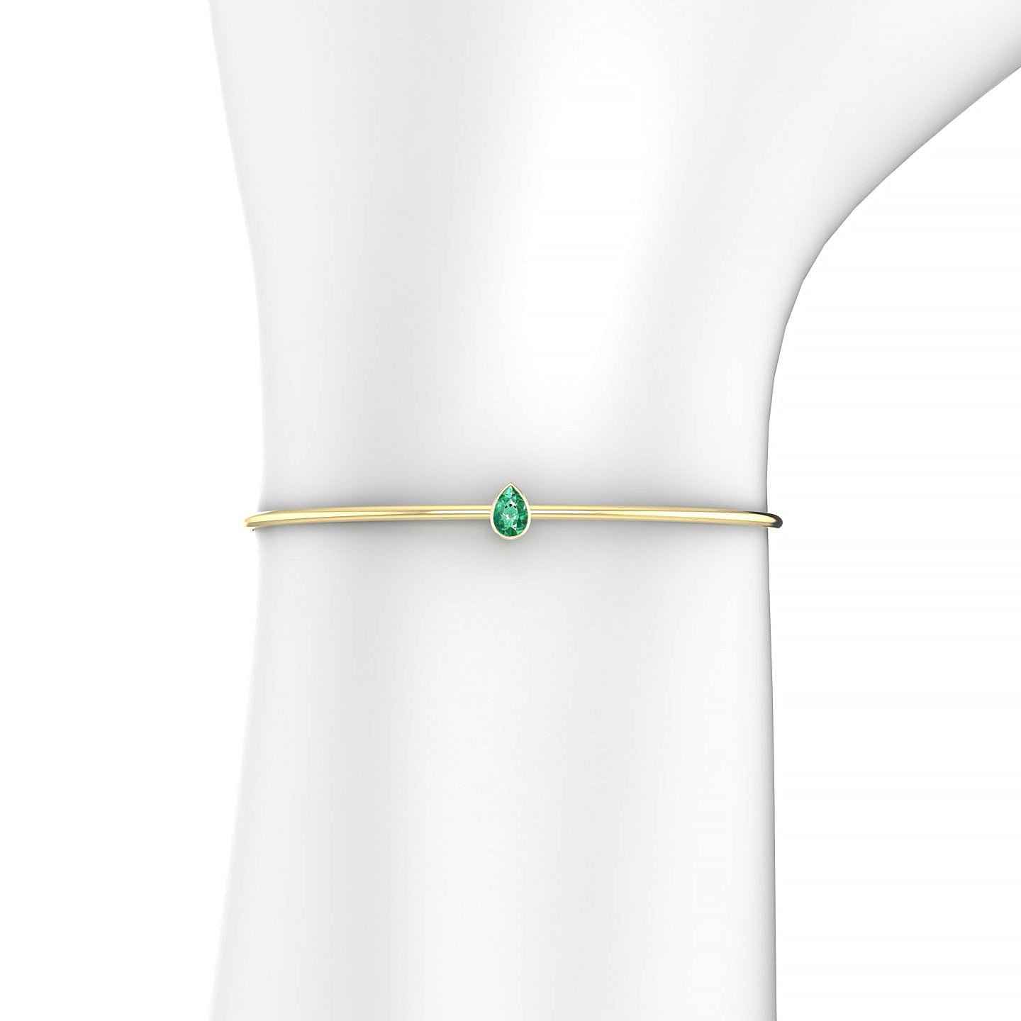 Purity | 18k Yellow Gold 6 x 4 mm Pear Emerald Bangle
