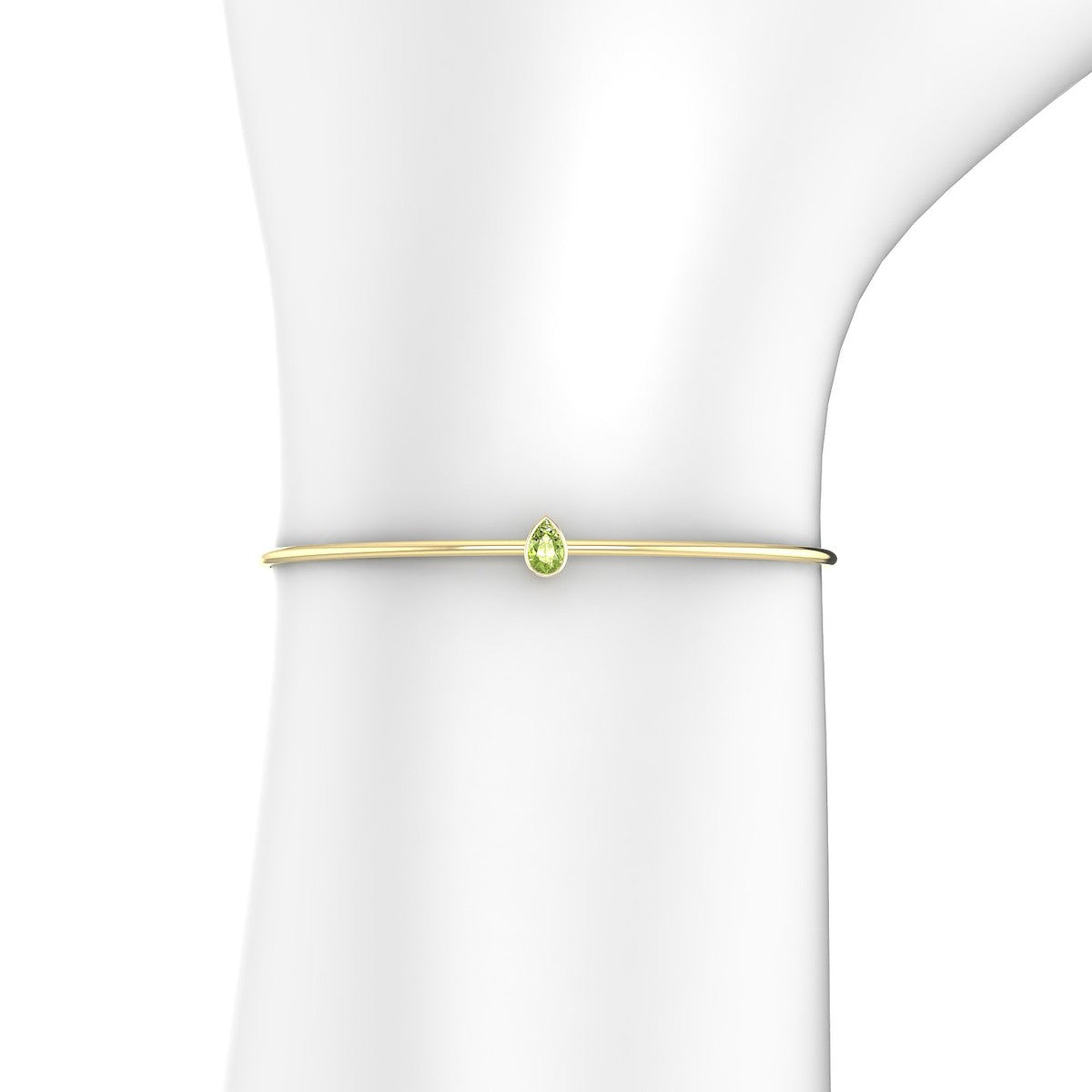Purity | 18k Yellow Gold 6 x 4 mm Pear Peridot Bangle
