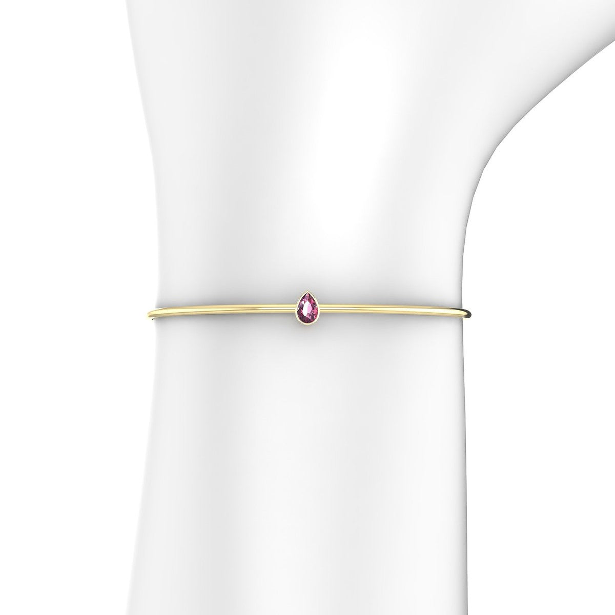 Purity | 18k Yellow Gold 6 x 4 mm Pear Rhodolite Bangle