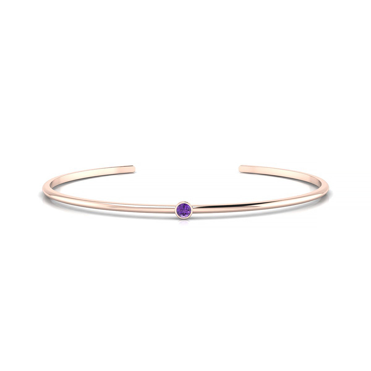Purity | 18k Rose Gold 3 mm Round Amethyst Bangle