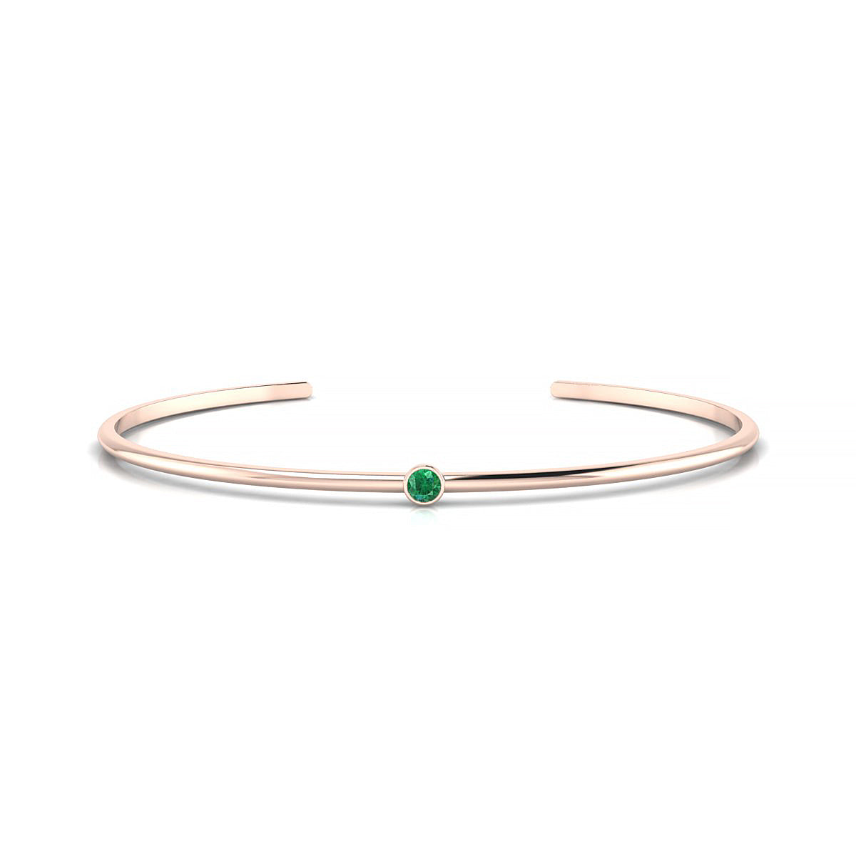 Purity | 18k Rose Gold 3 mm Round Emerald Bangle
