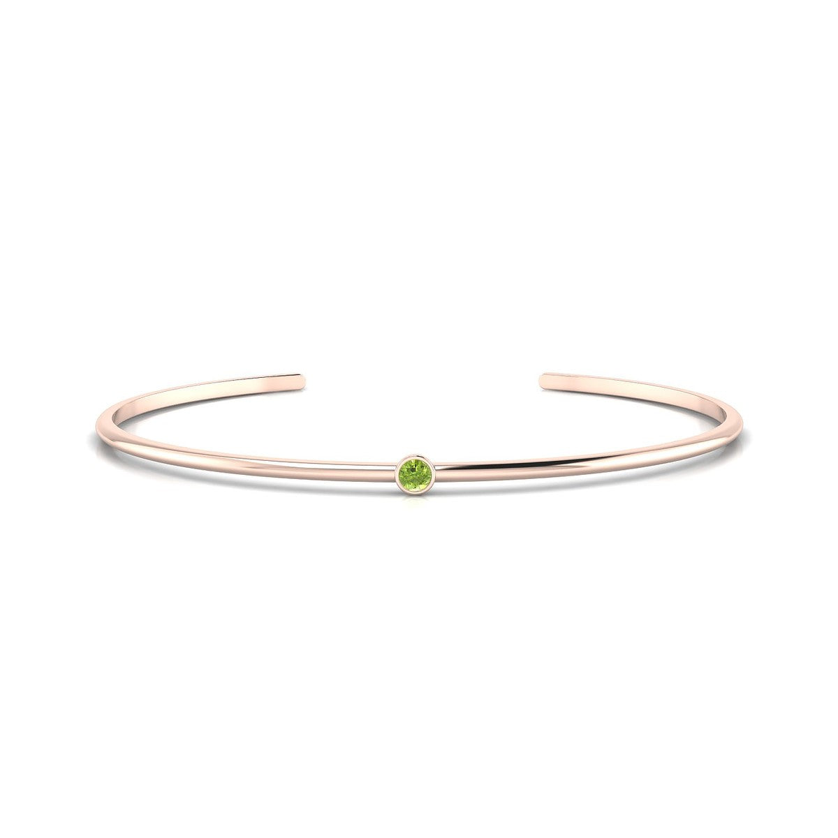 Purity | 18k Rose Gold 3 mm Round Peridot Bangle