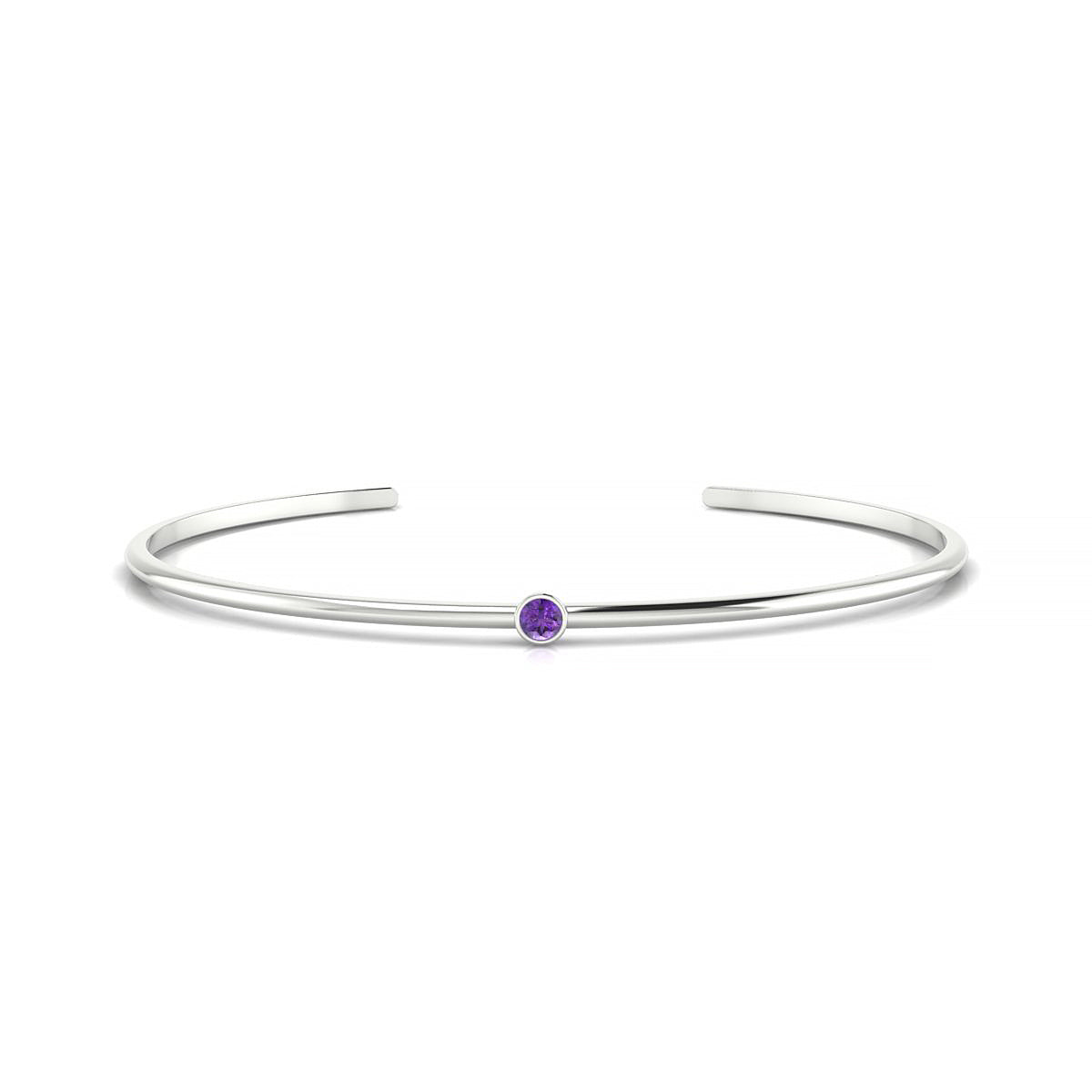 Purity | 18k White Gold 3 mm Round Amethyst Bangle